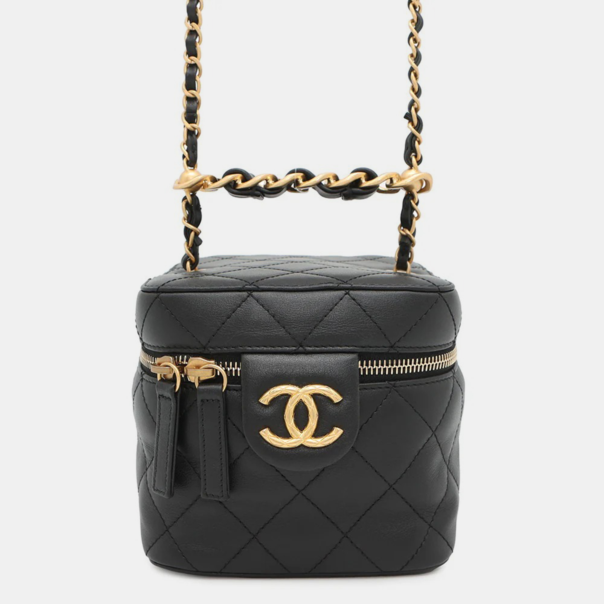 

Chanel Vanity Shoulder Bag Black Lambskin Size Small