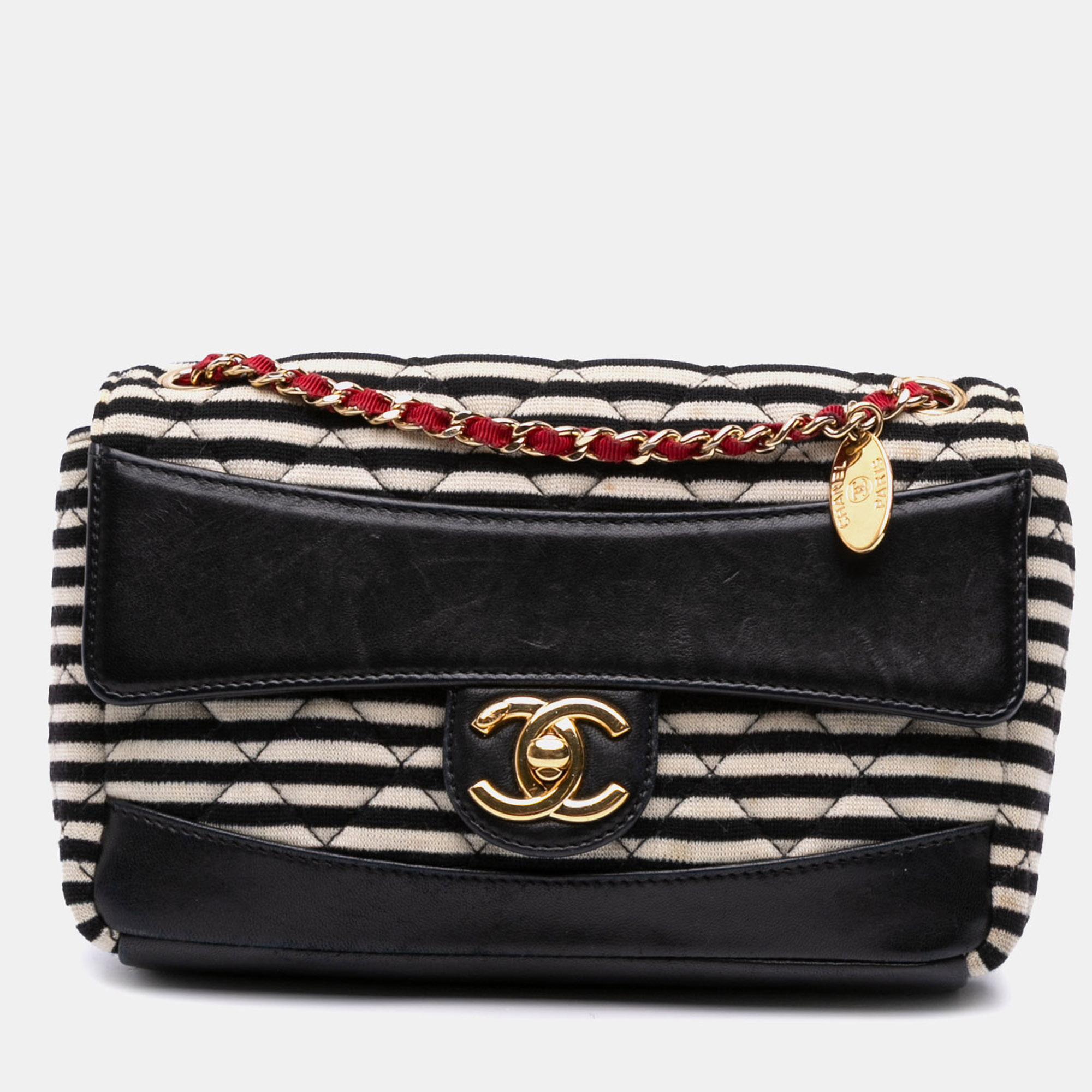 

Chanel White Small Quilted Jersey Coco Sailor Single Flap