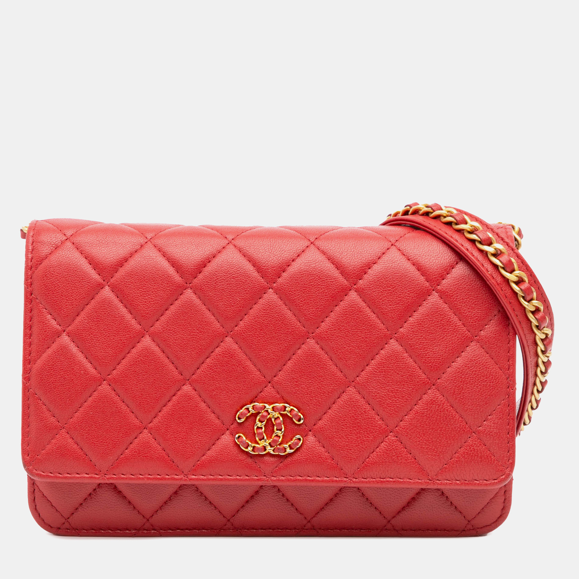 

Chanel Red Quilted Lambskin 19 Wallet on Chain