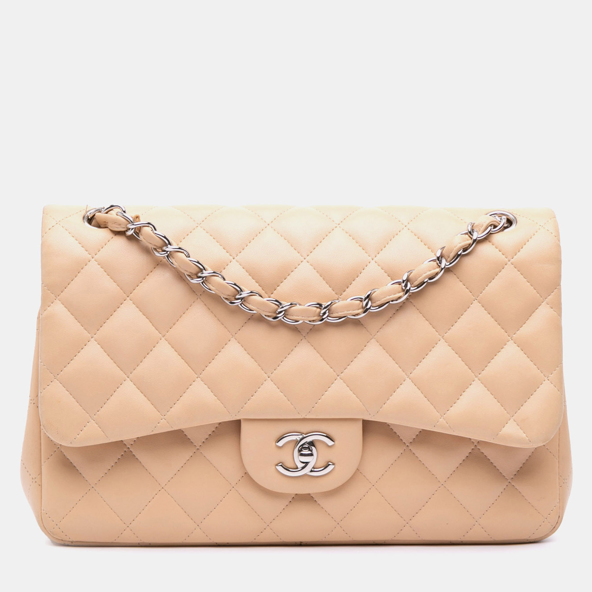 

Chanel Beige Jumbo Classic Lambskin Double Flap