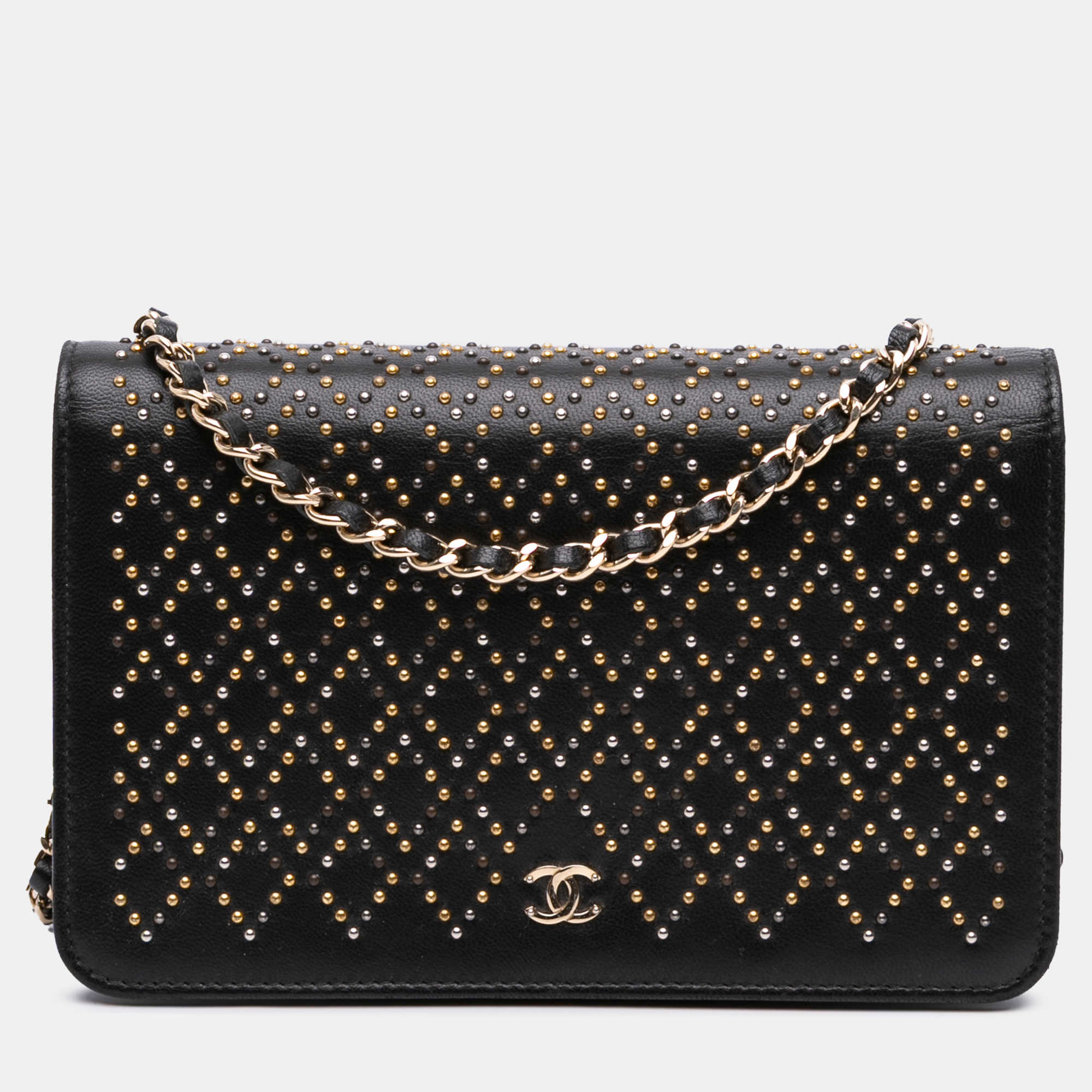 

Chanel Black CC Studded Lambskin Wallet on Chain