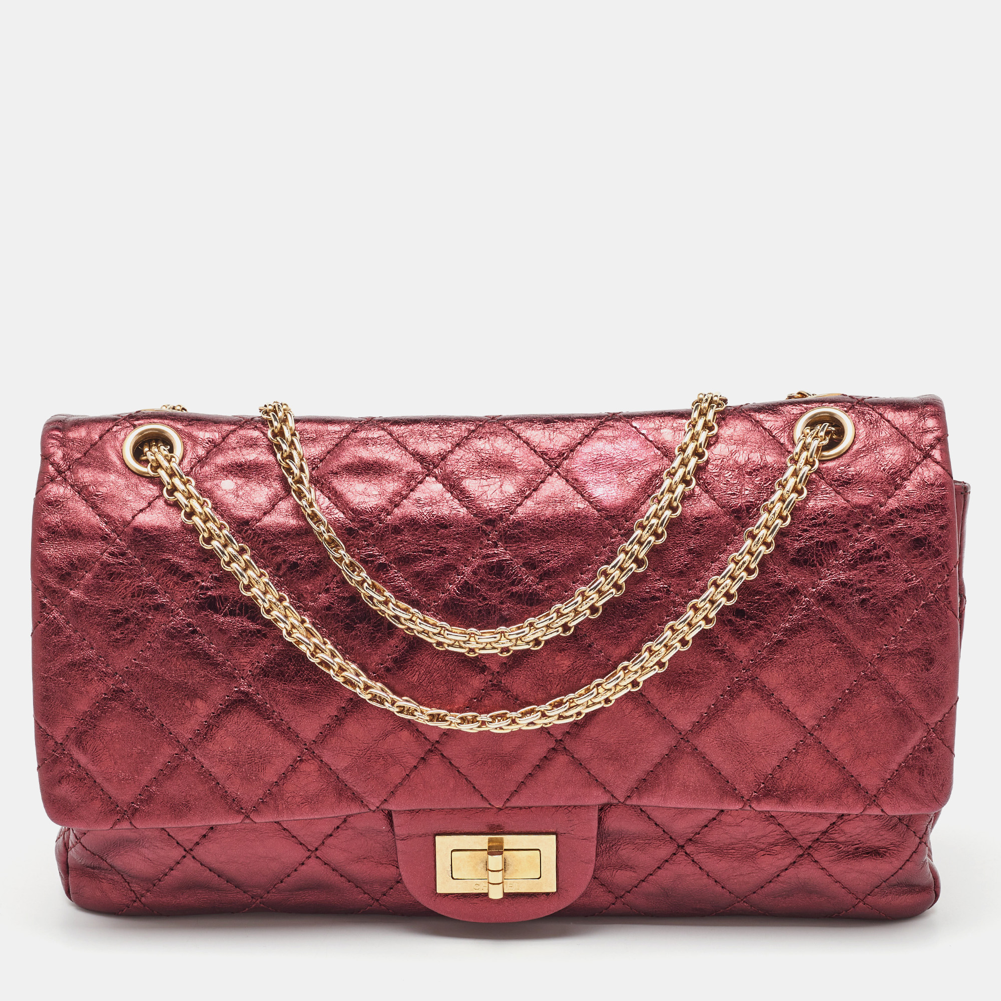

Chanel Metallic Burgundy Quilted Leather Classic 227 Reissue 2.55 Flap Bag