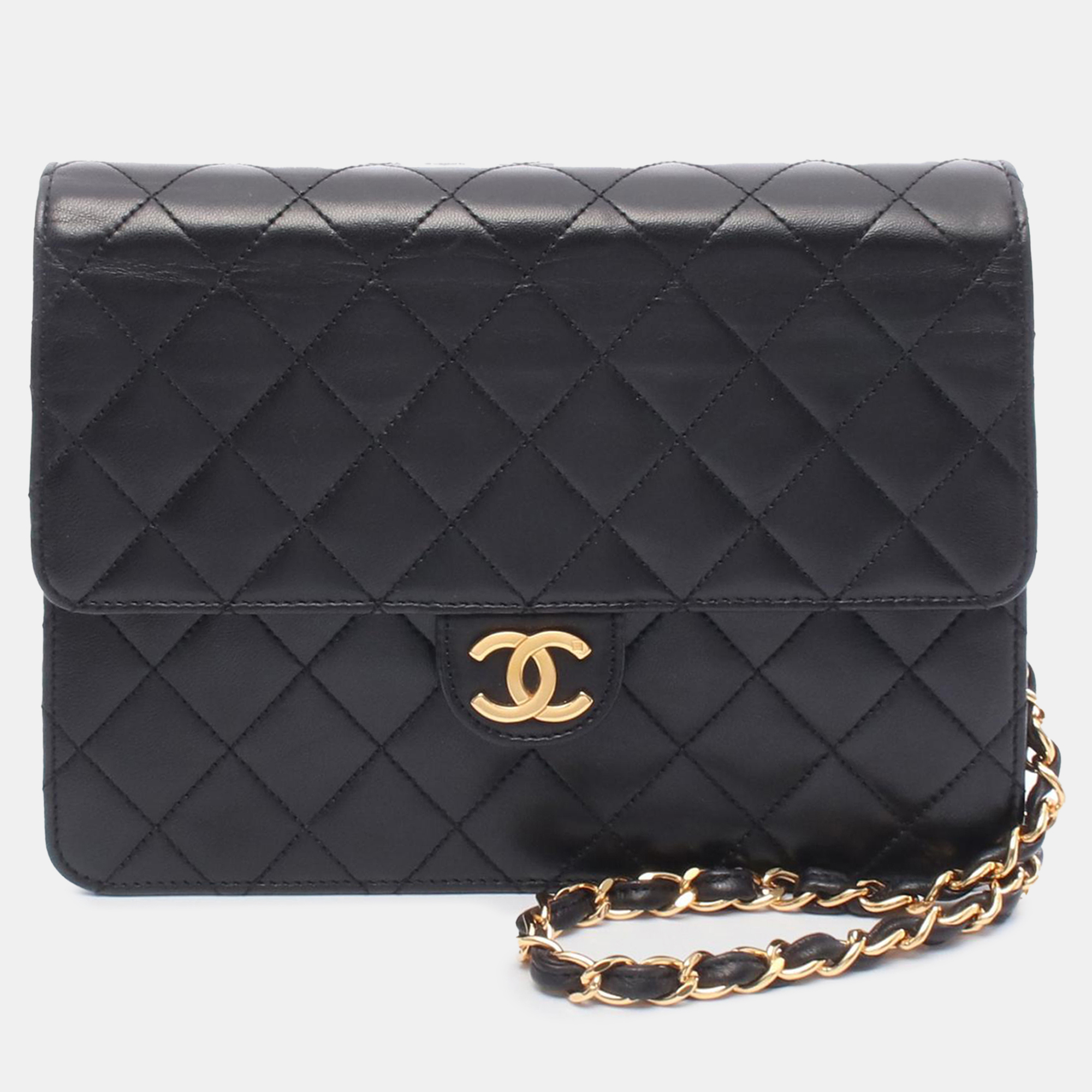

Chanel Black CC Quilted Lambskin Chain Single Flap