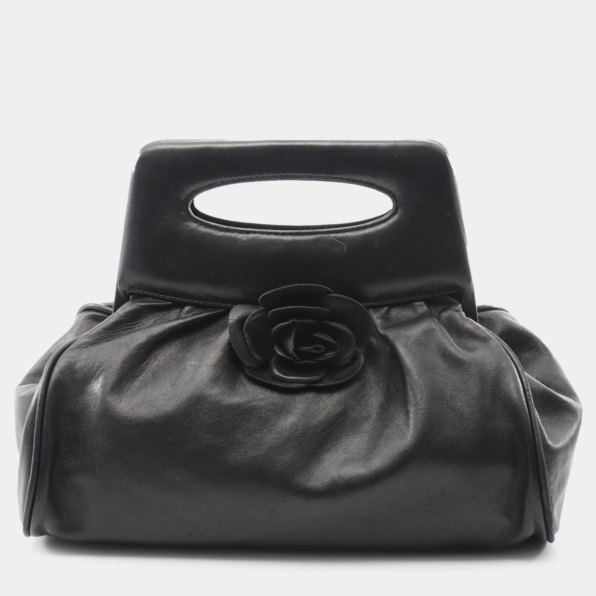 

Chanel Black Lambskin Camellia Handbag