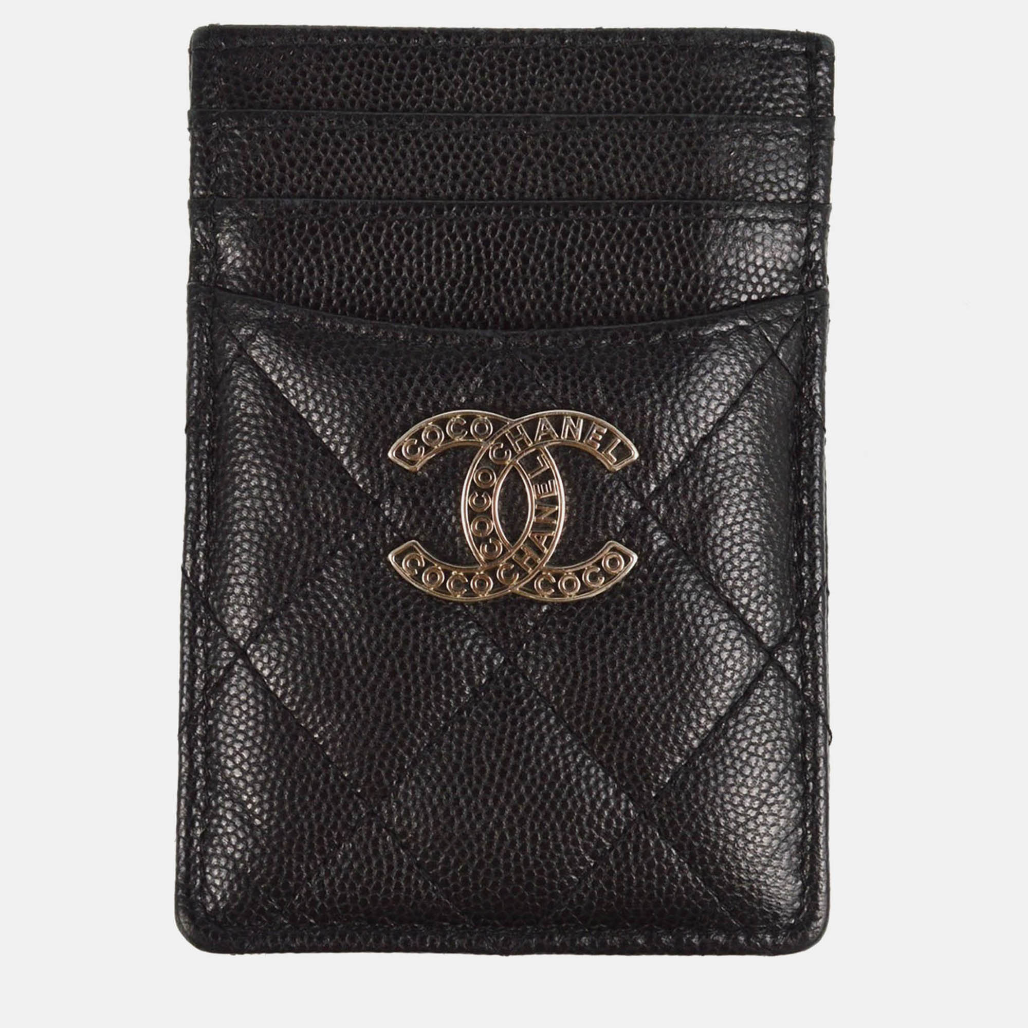 

Chanel CC Quilted Black Calfskin Cardholder