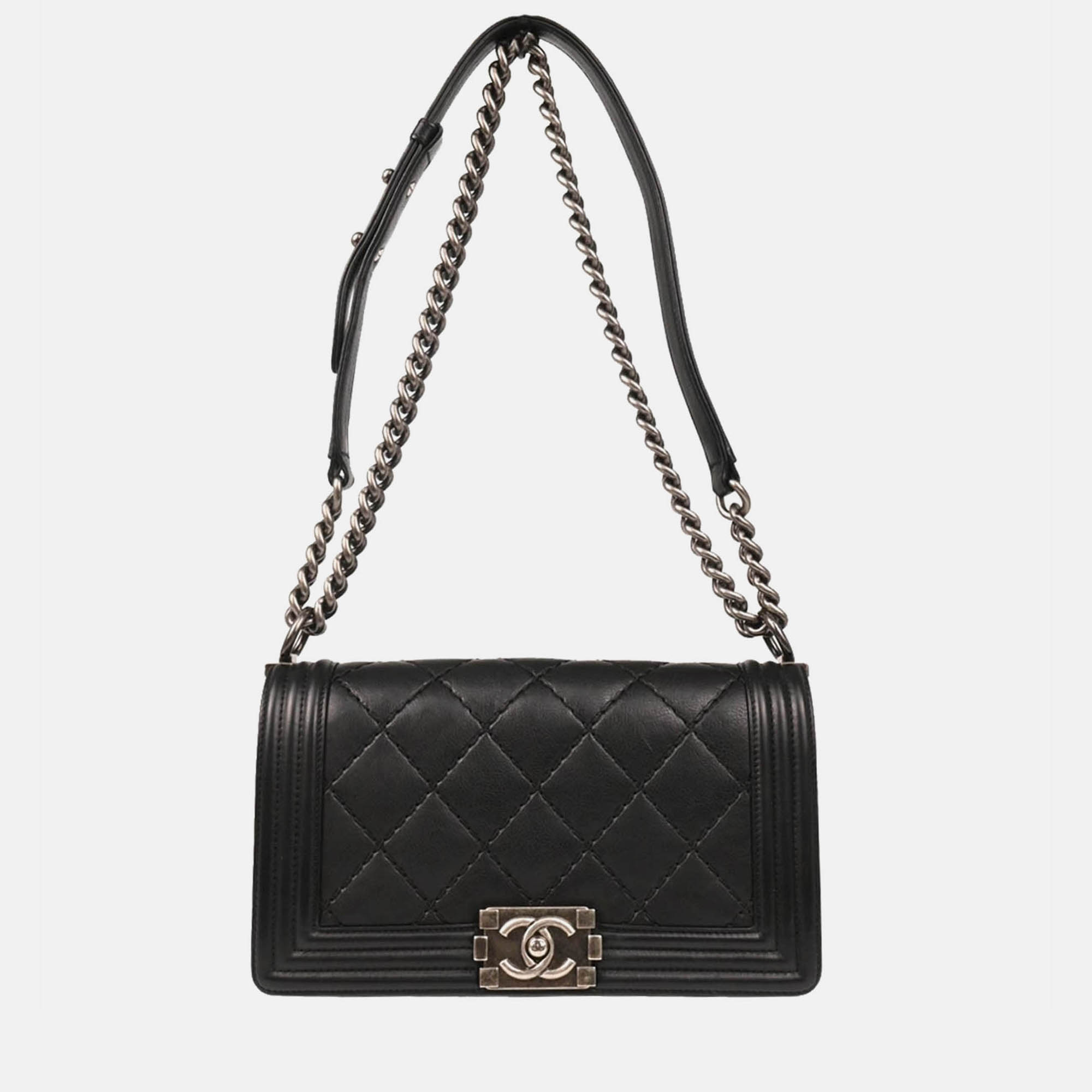 

Chanel Boy Medium Black Lambskin Shoulder Bag