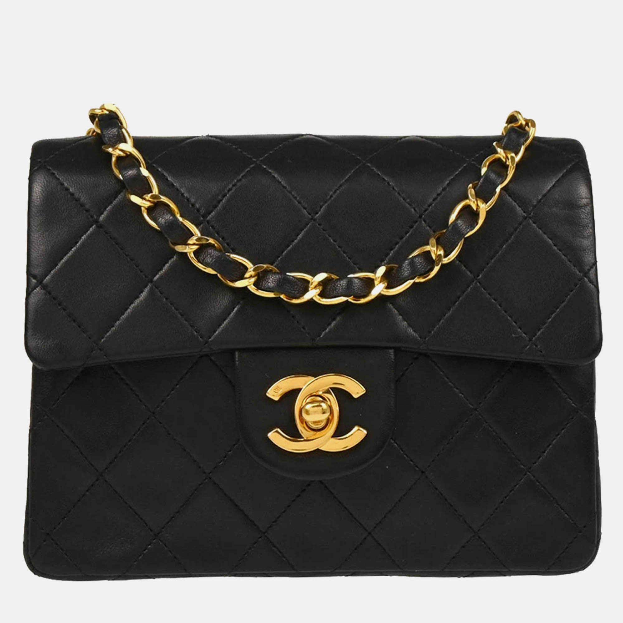 

Chanel Mini Classic Square Flap Black Lambskin Shoulder Bag