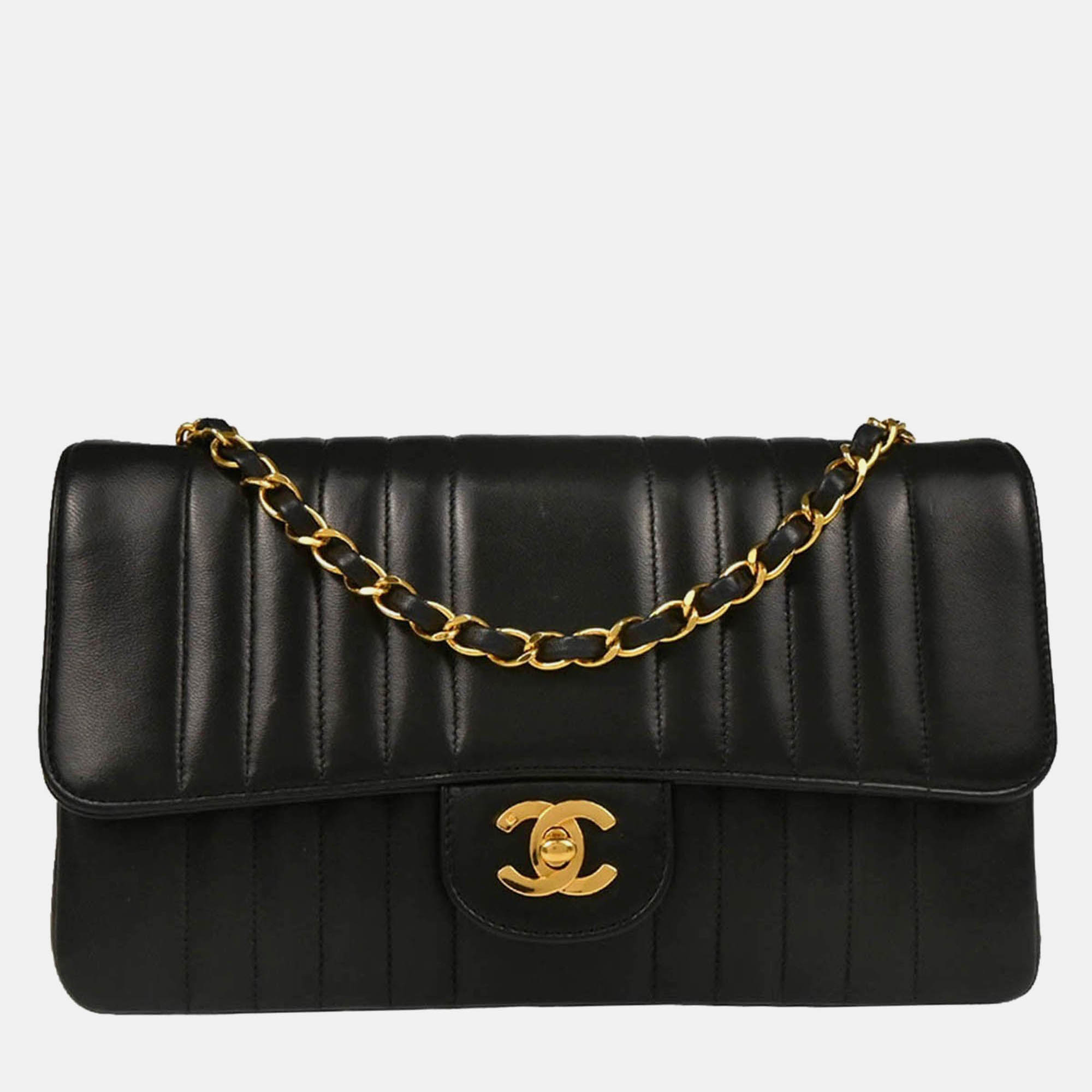 

Chanel Mademoiselle Single Flap Black Lambskin Shoulder Bag