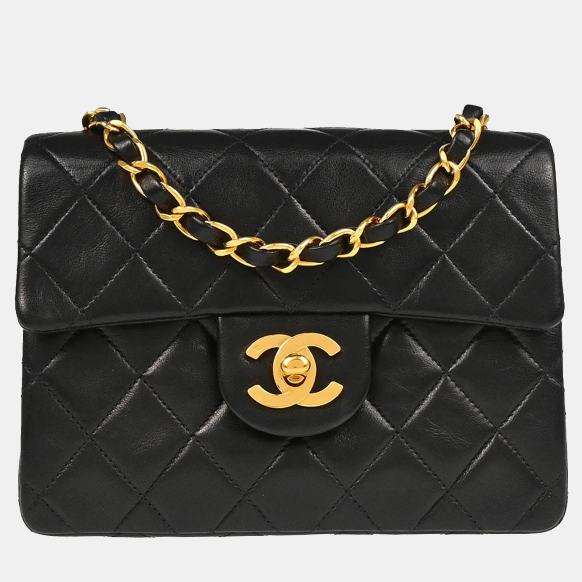 

Chanel Mini Classic Square Flap Black Lambskin Shoulder Bag