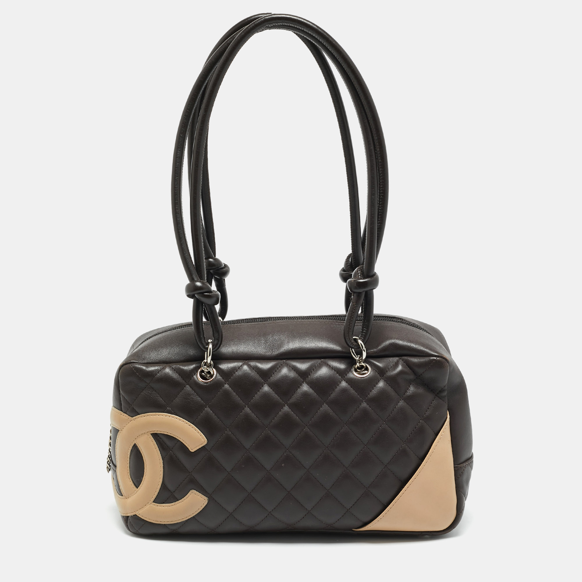 

Chanel Cacao/Beige Quilted Leather Cambon Ligne Bowler Bag, Brown