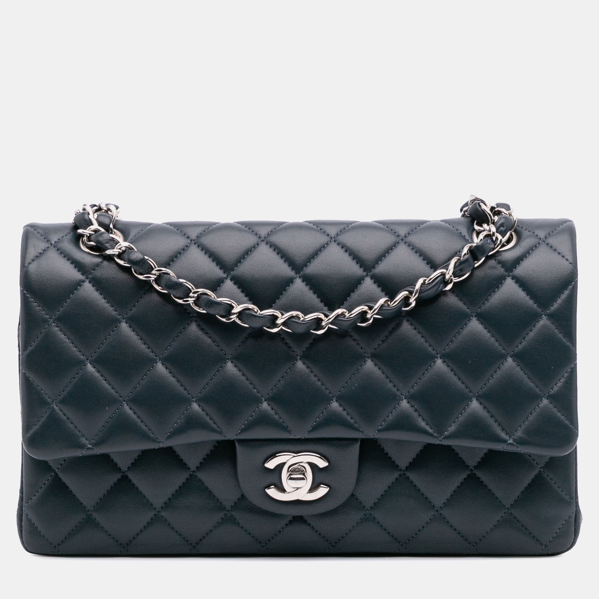 

Chanel Navy Blue Medium Classic Lambskin Double Flap