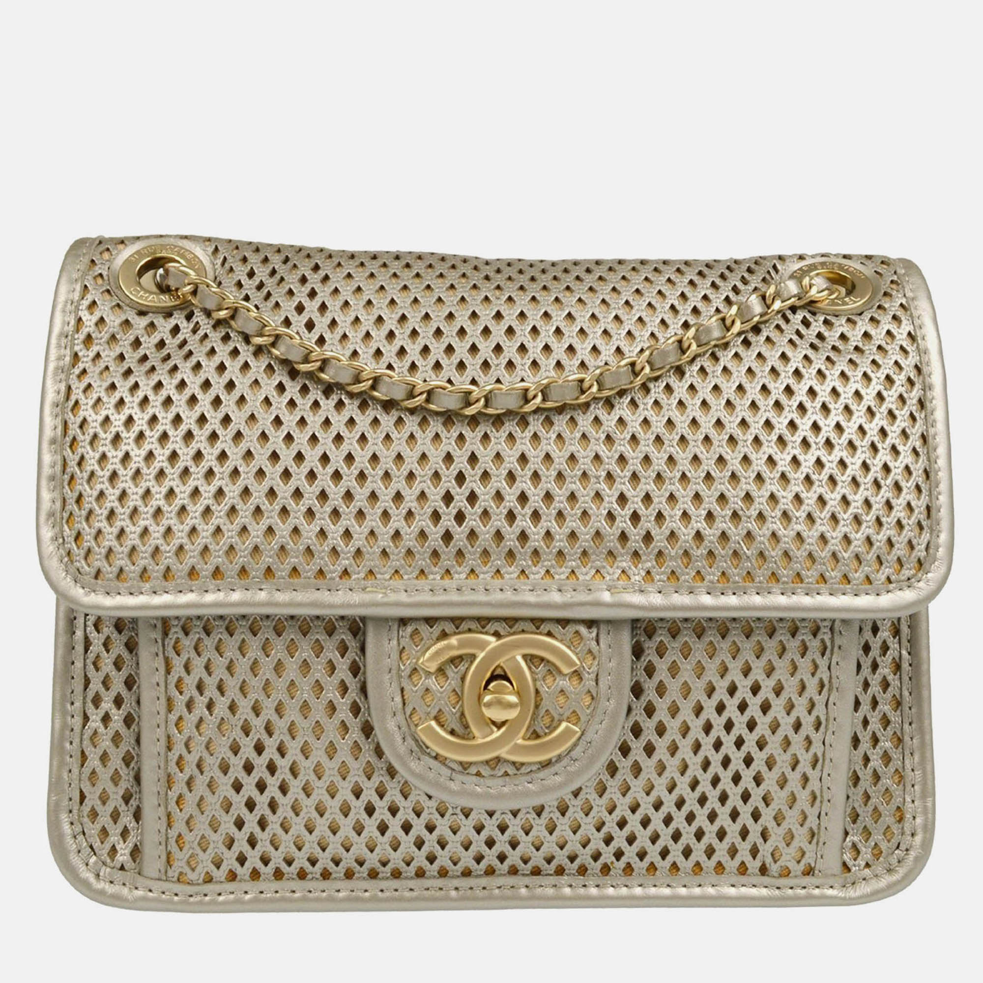 

Chanel Up In The Air Silver Perforated Lambskin Shoulder Bag