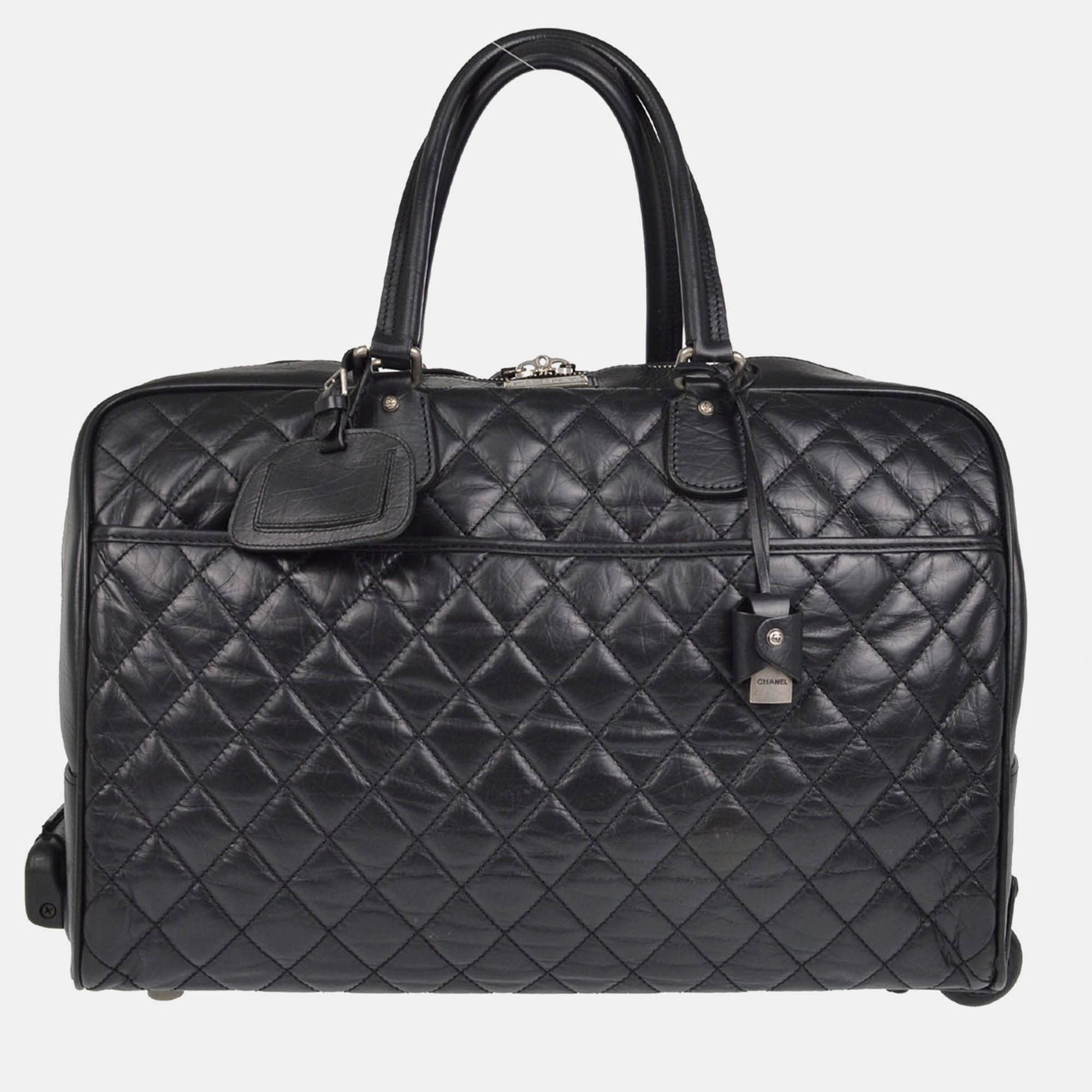 

Chanel Paris NY Black Calfskin Carry-On Rolling Luggage