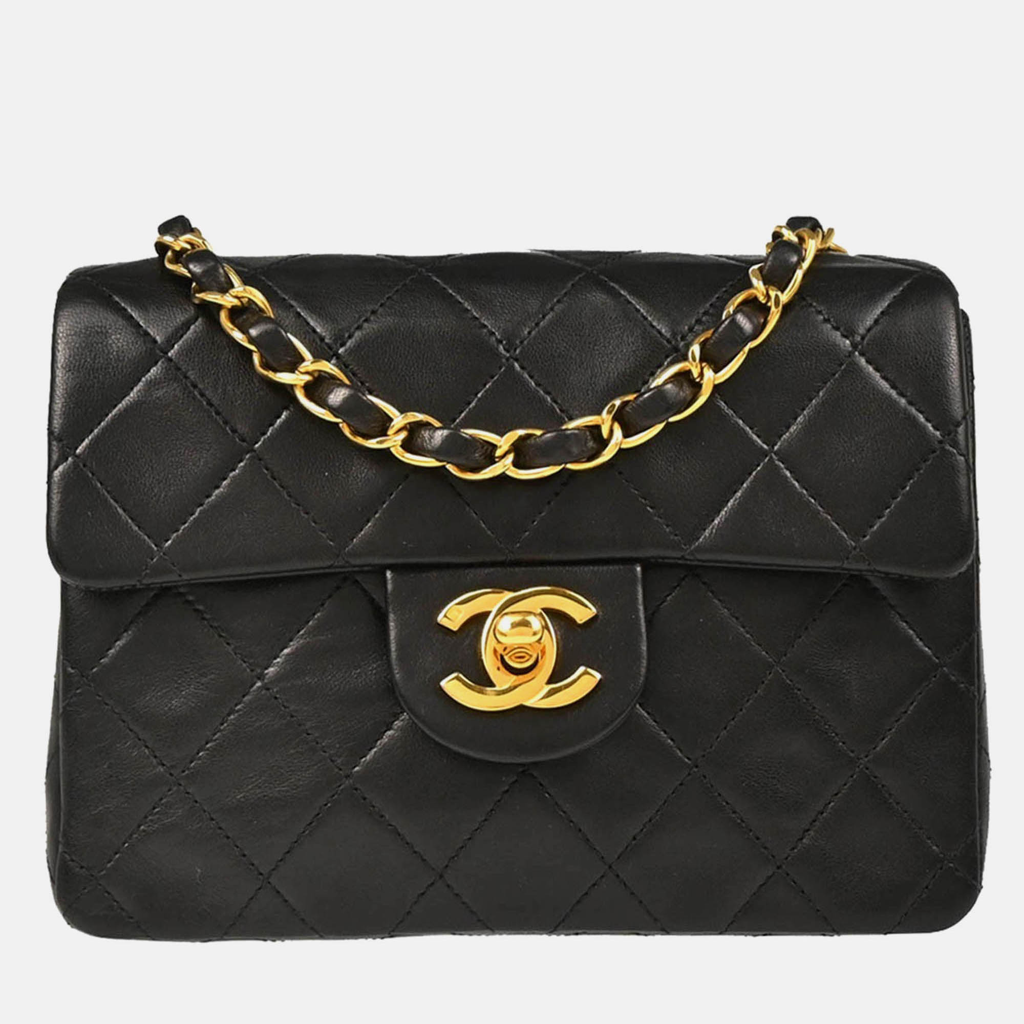 

Chanel Classic Square Flap Mini Black Lambskin Shoulder Bag