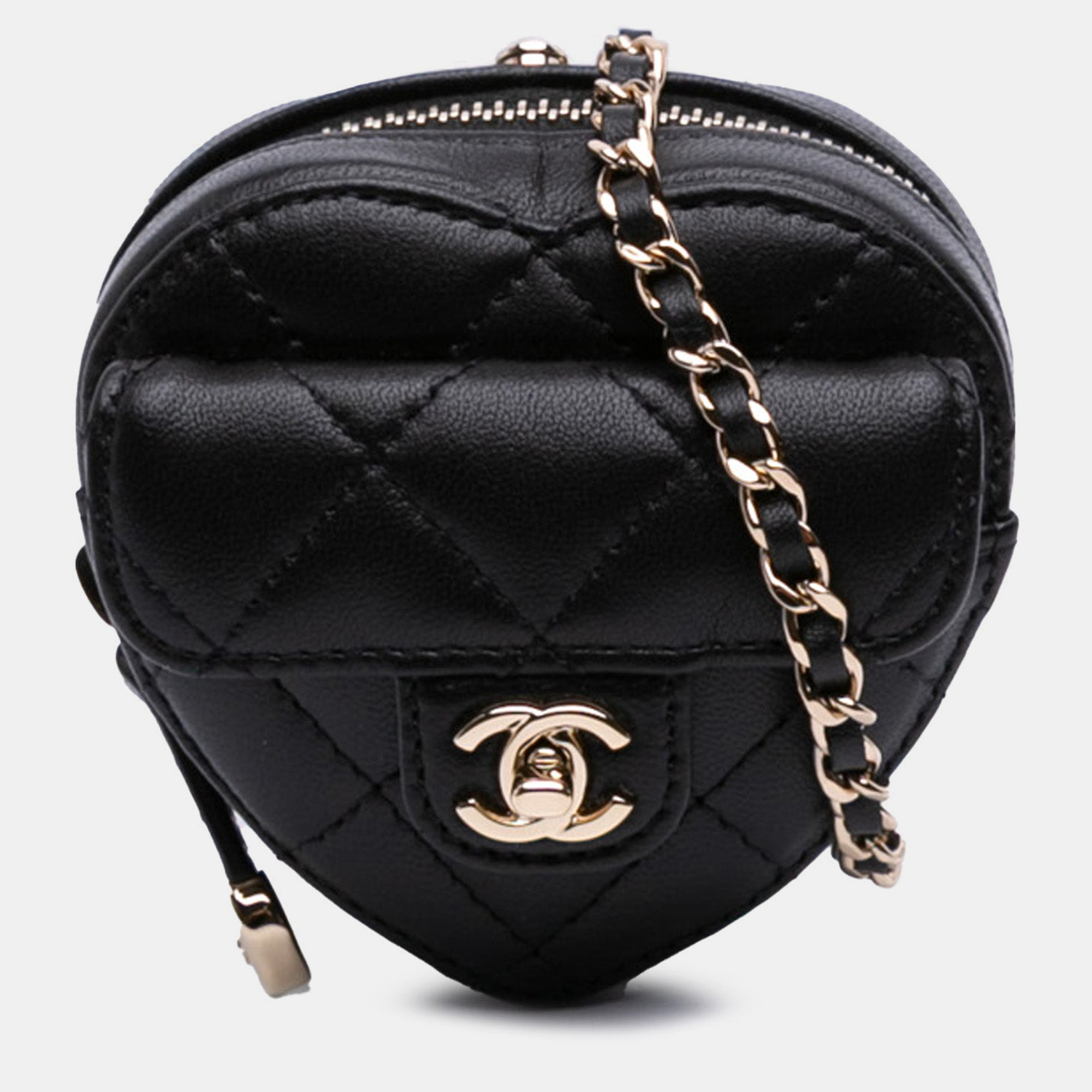 

Chanel CC In Love Heart Black Lambskin Leather Crossbody Bag