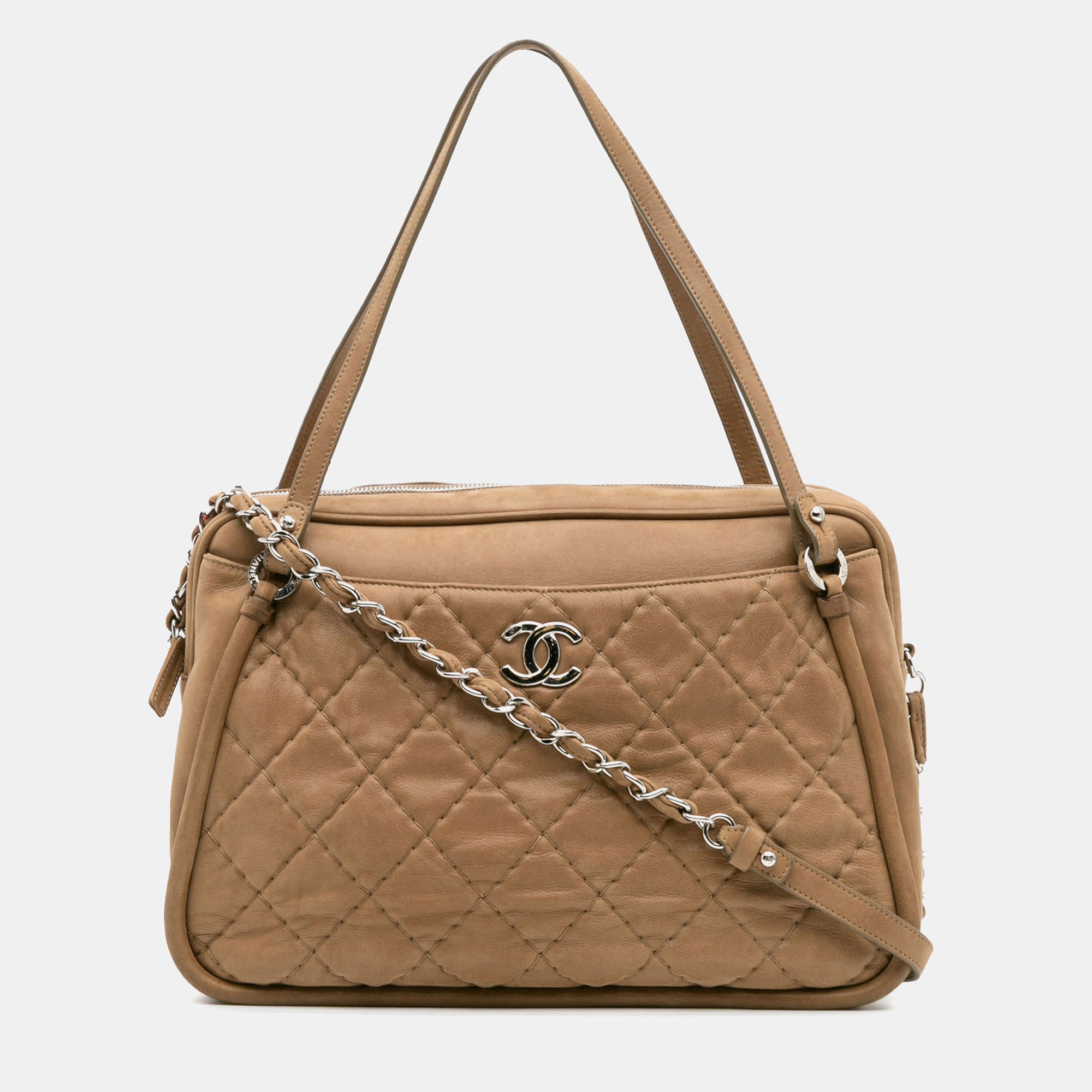 

Chanel Brown Quilted Iridescent Calfskin Relax CC Satchel