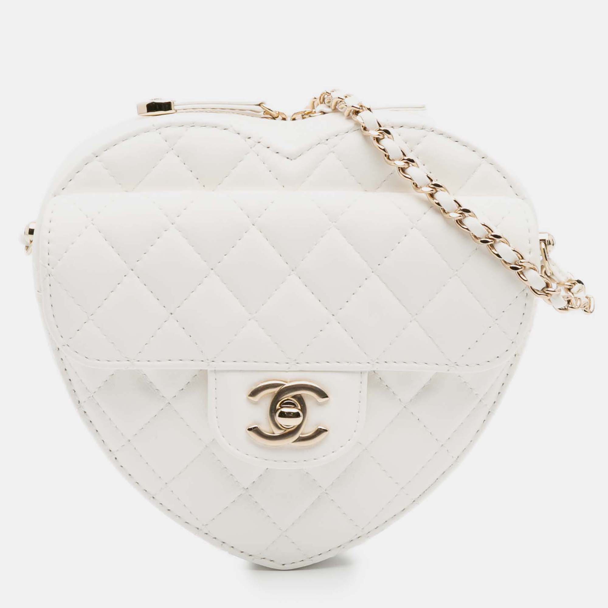 

Chanel White Lambskin CC in Love Heart Crossbody