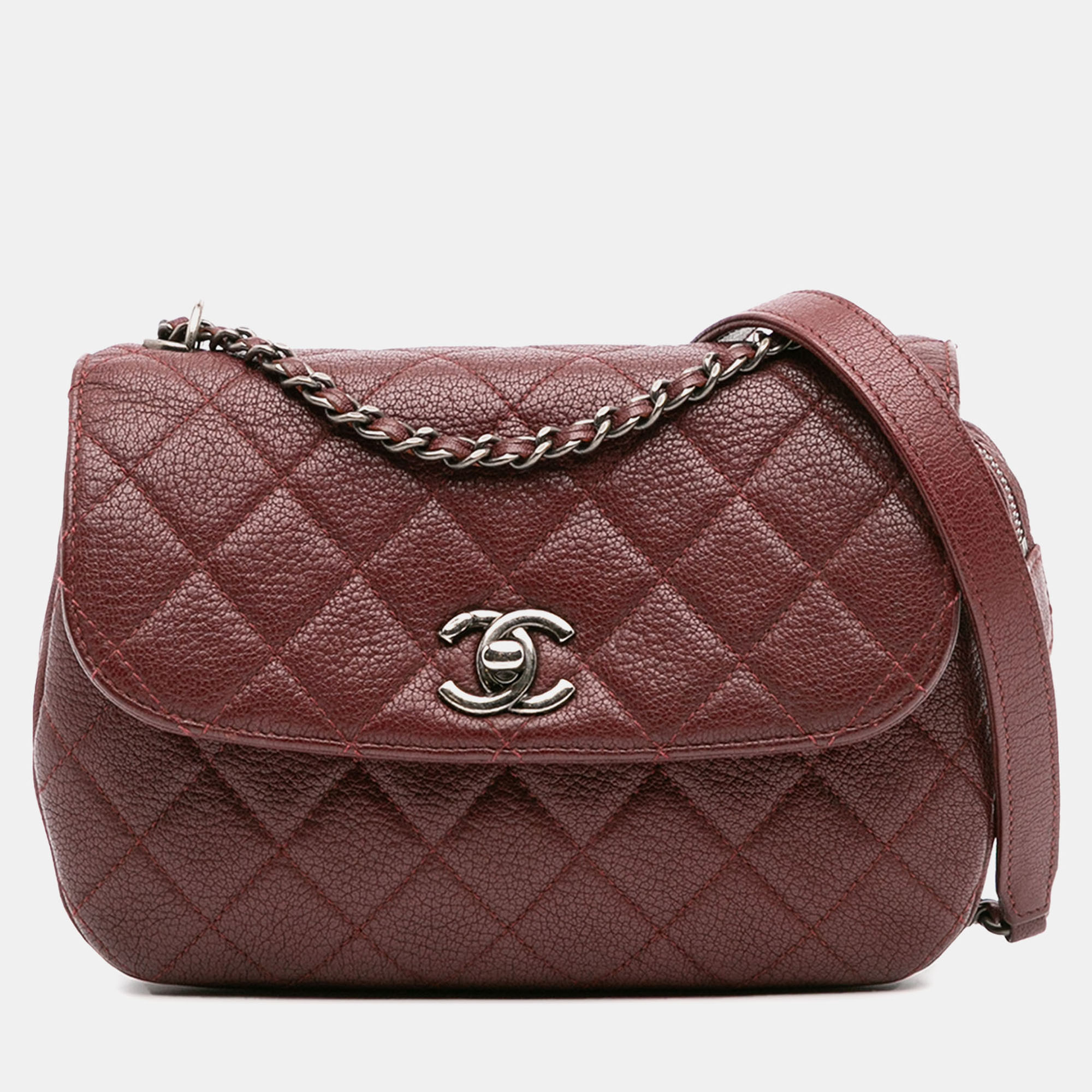 

Chanel Burgundy CC Quilted Goatskin Waiter Flap