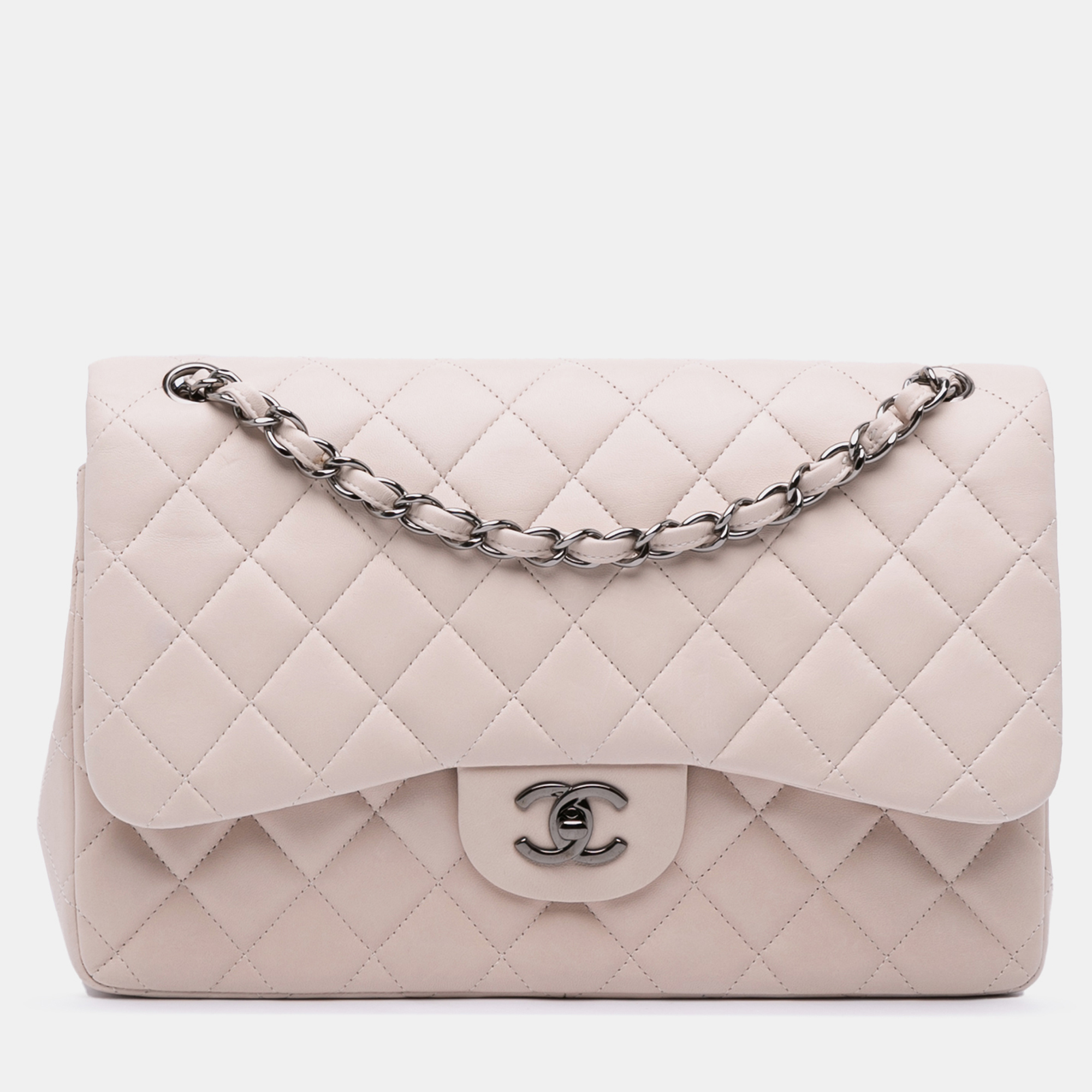 

Chanel White Jumbo Classic Lambskin Double Flap Bag