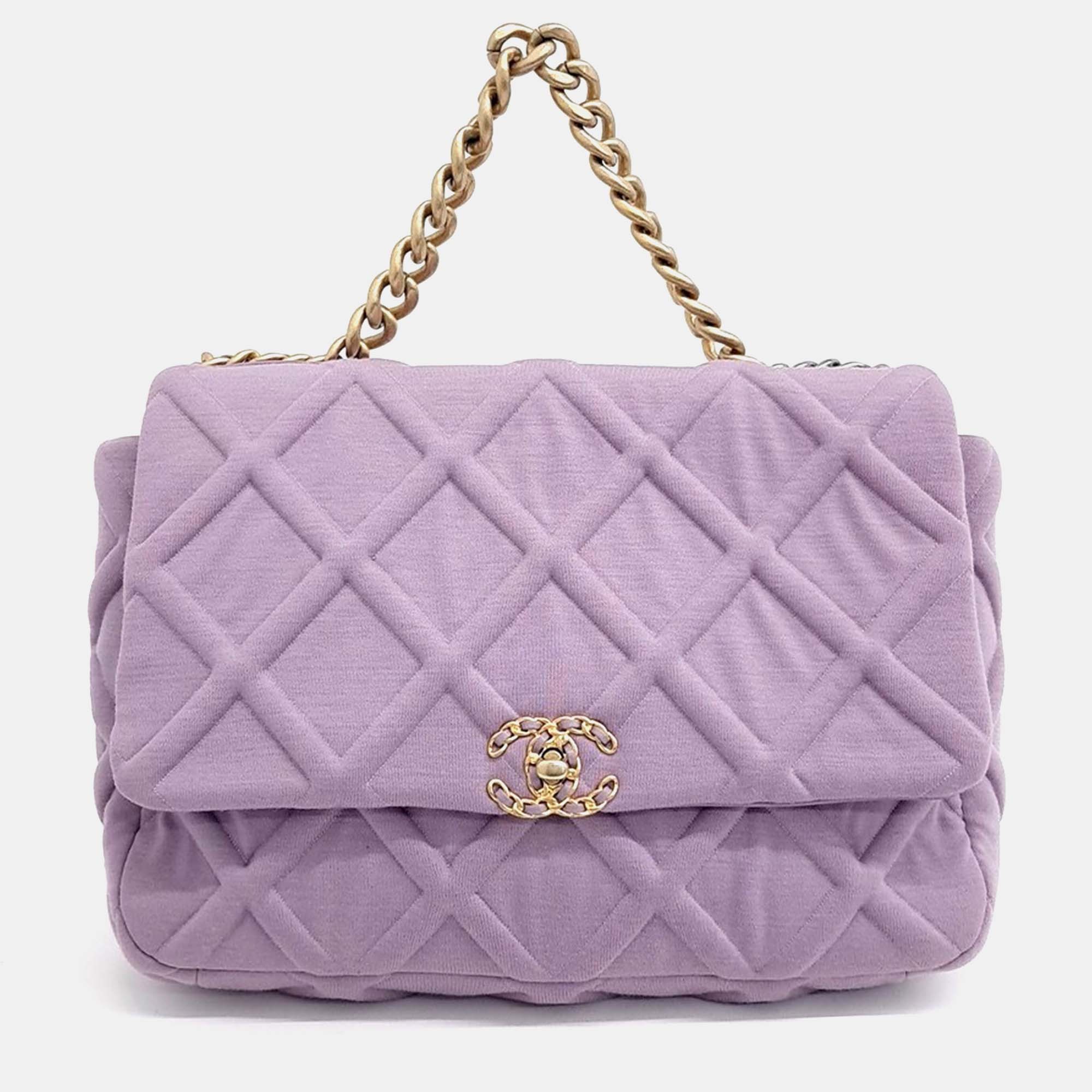 

Chanel 19 Maxi Purple Fabric Flap Bag
