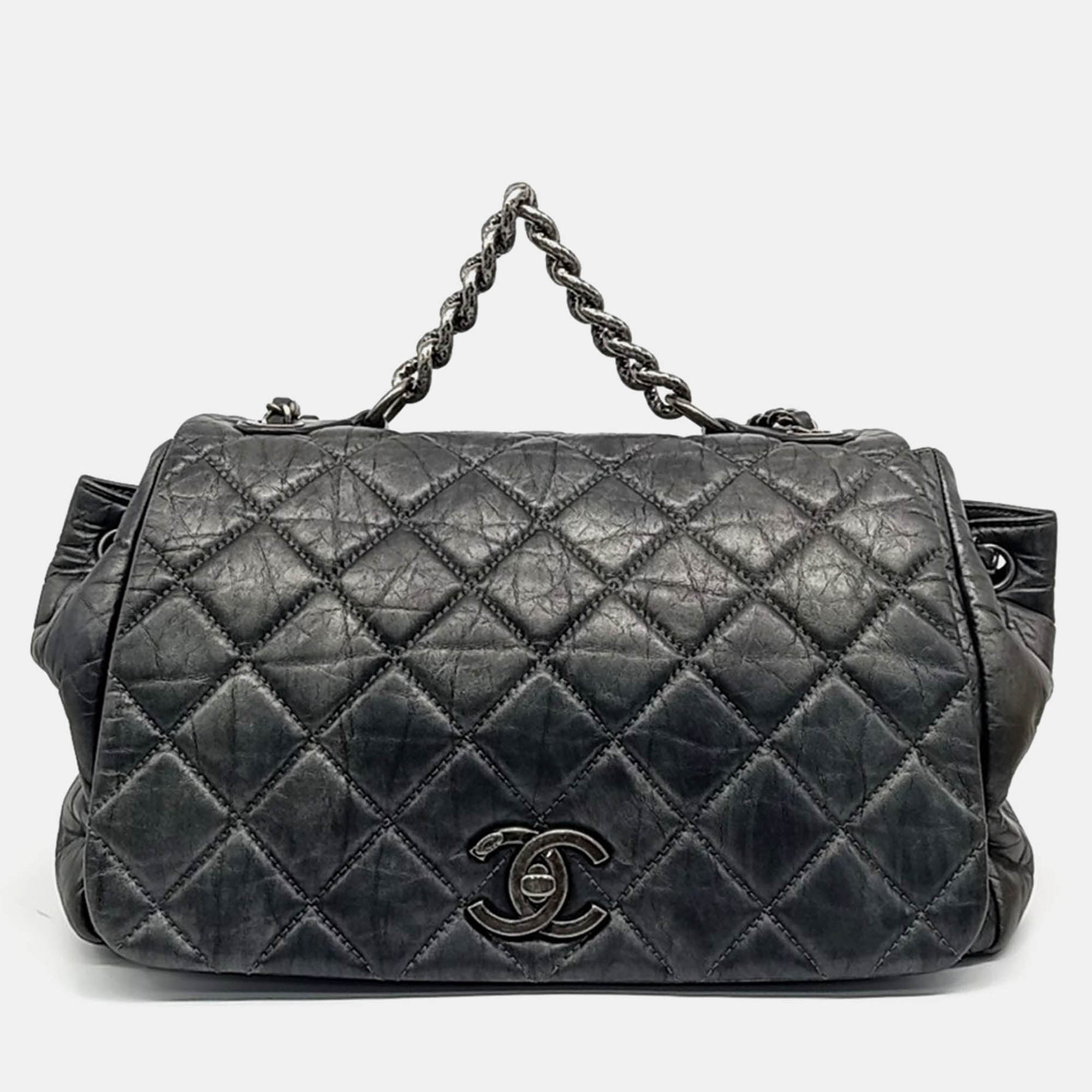 

Chanel Black Leather Pondicherry Flap Bag