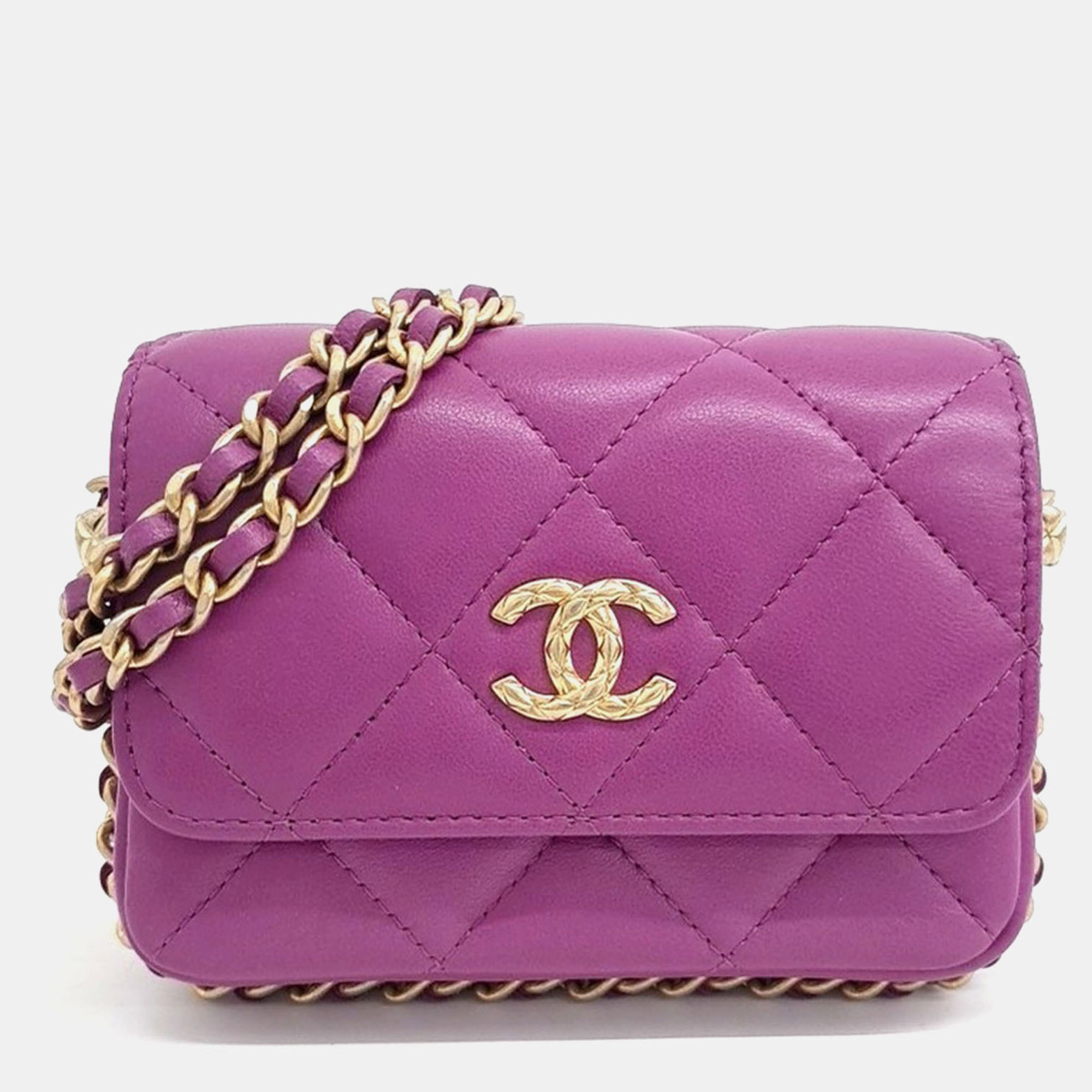 

Chanel Purple Leather Chain Mini Crossbody Bag