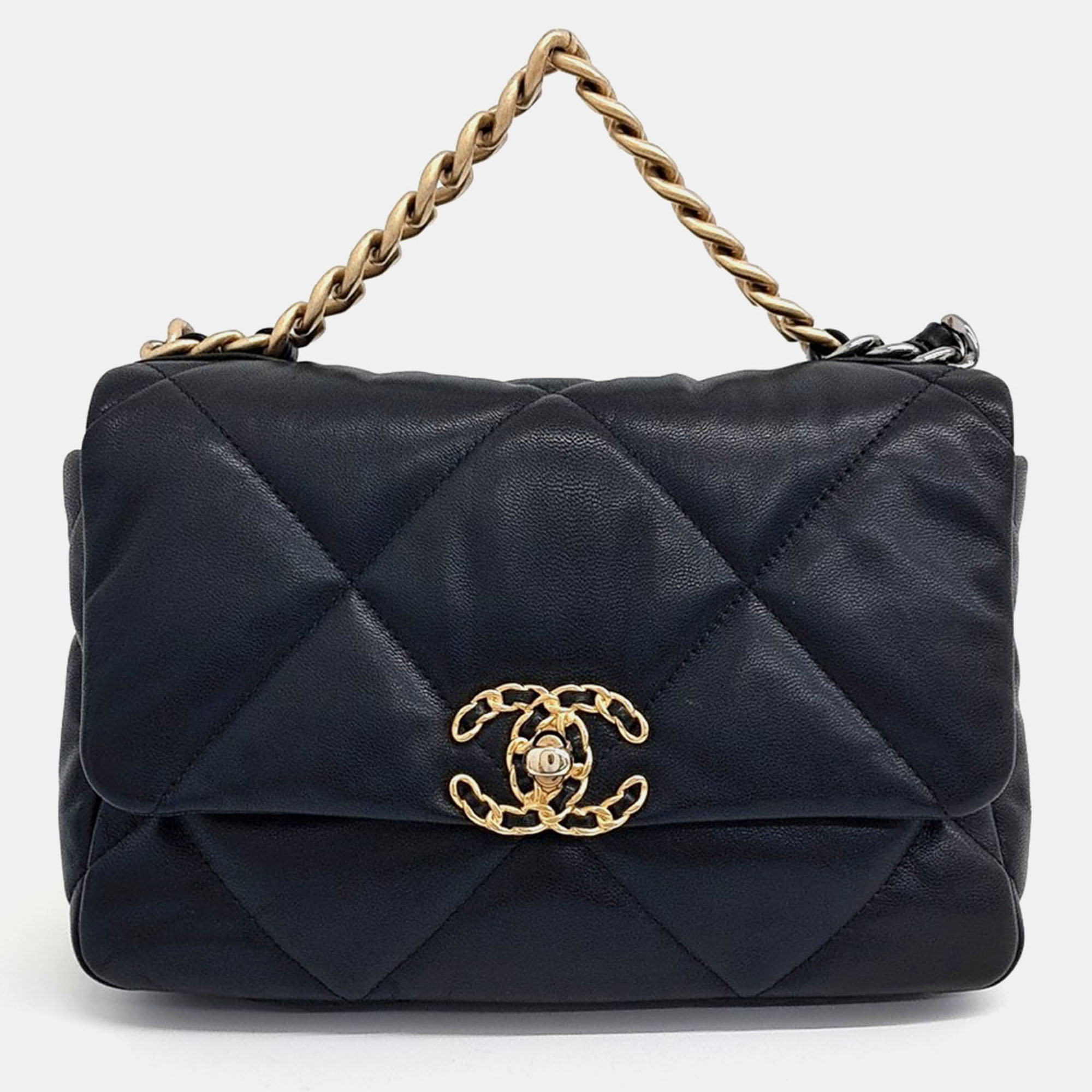 

Chanel Black Leather 19 Flap Bag Small