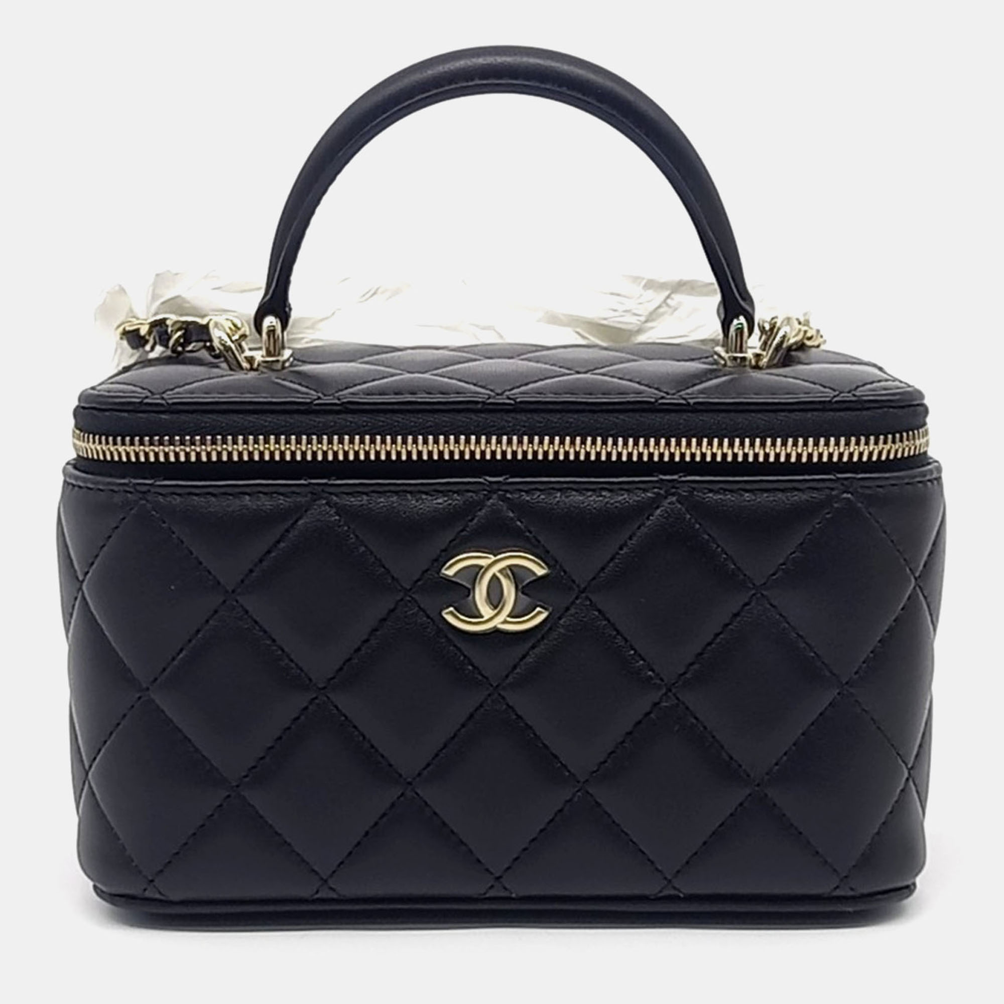 

Chanel Black Leather Vanity Top Handle Crossbody Bag