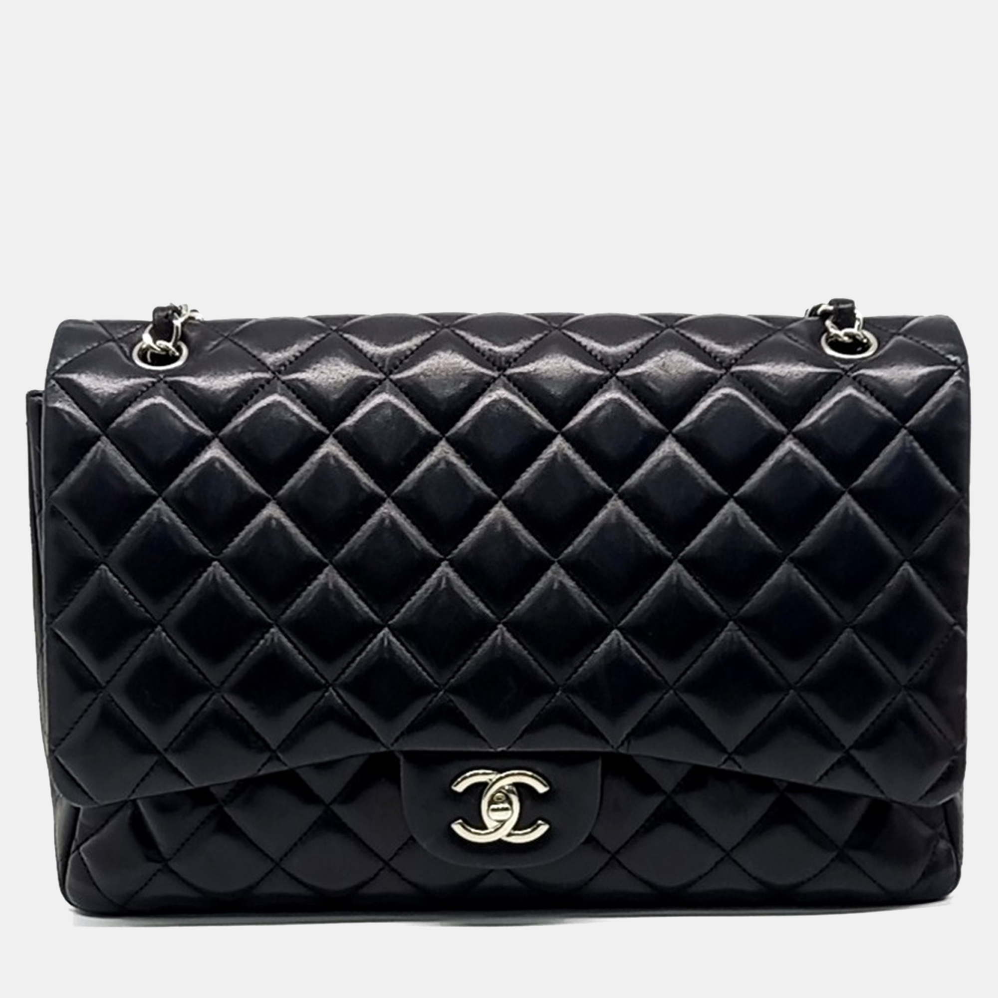 

Chanel Black Leather Lambskin Classic Maxi bag