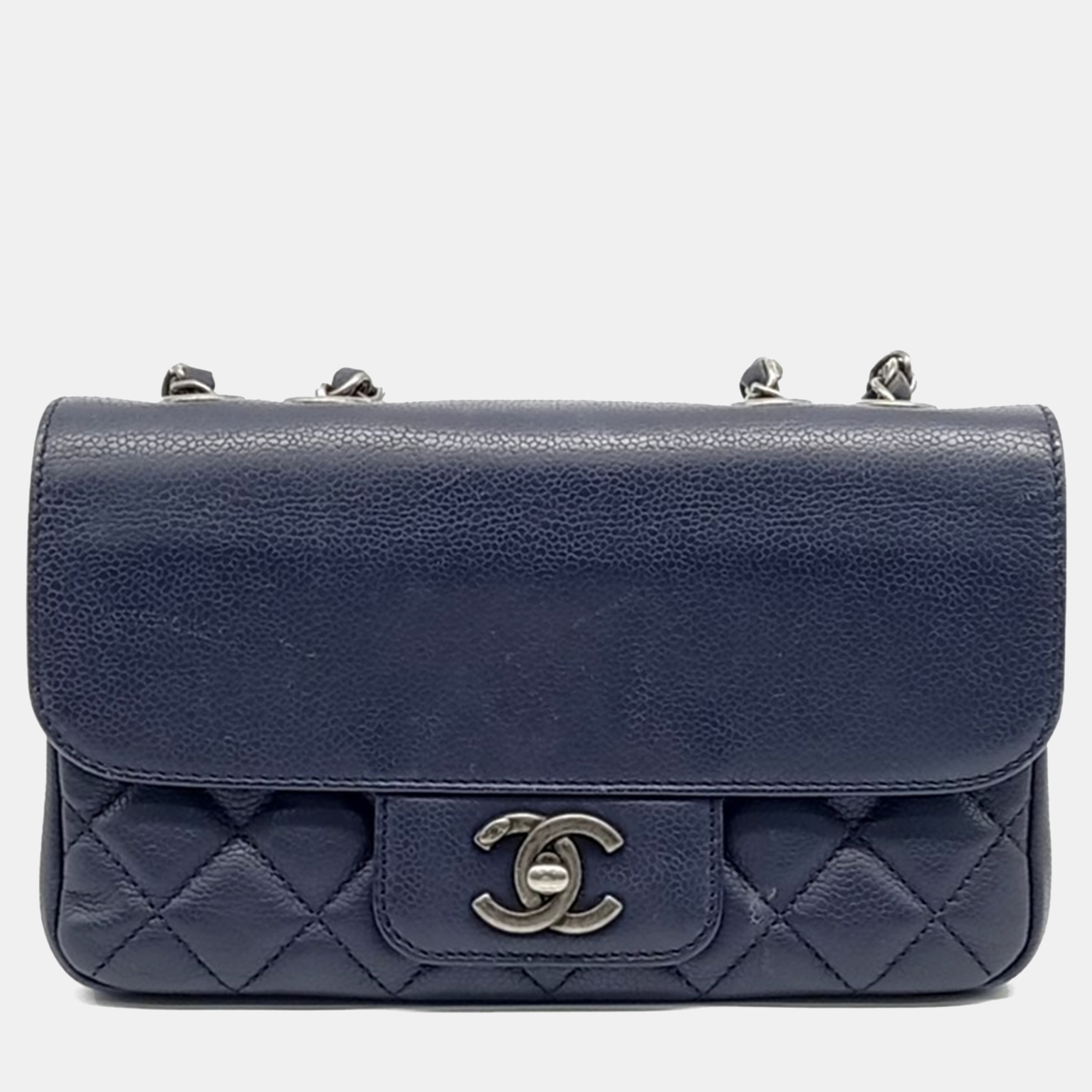 

Chanel Black Leather Caviar Flap Chain Bag