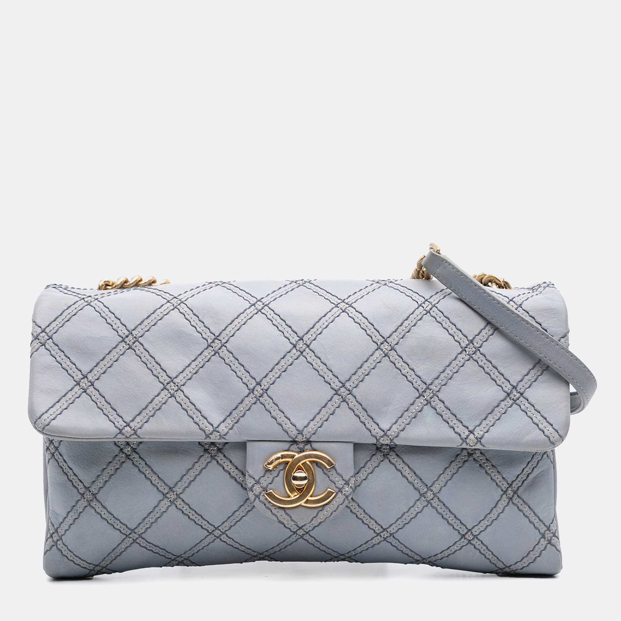 

Chanel Grey Jumbo Quilted Calfskin Triple Stitched Flap
