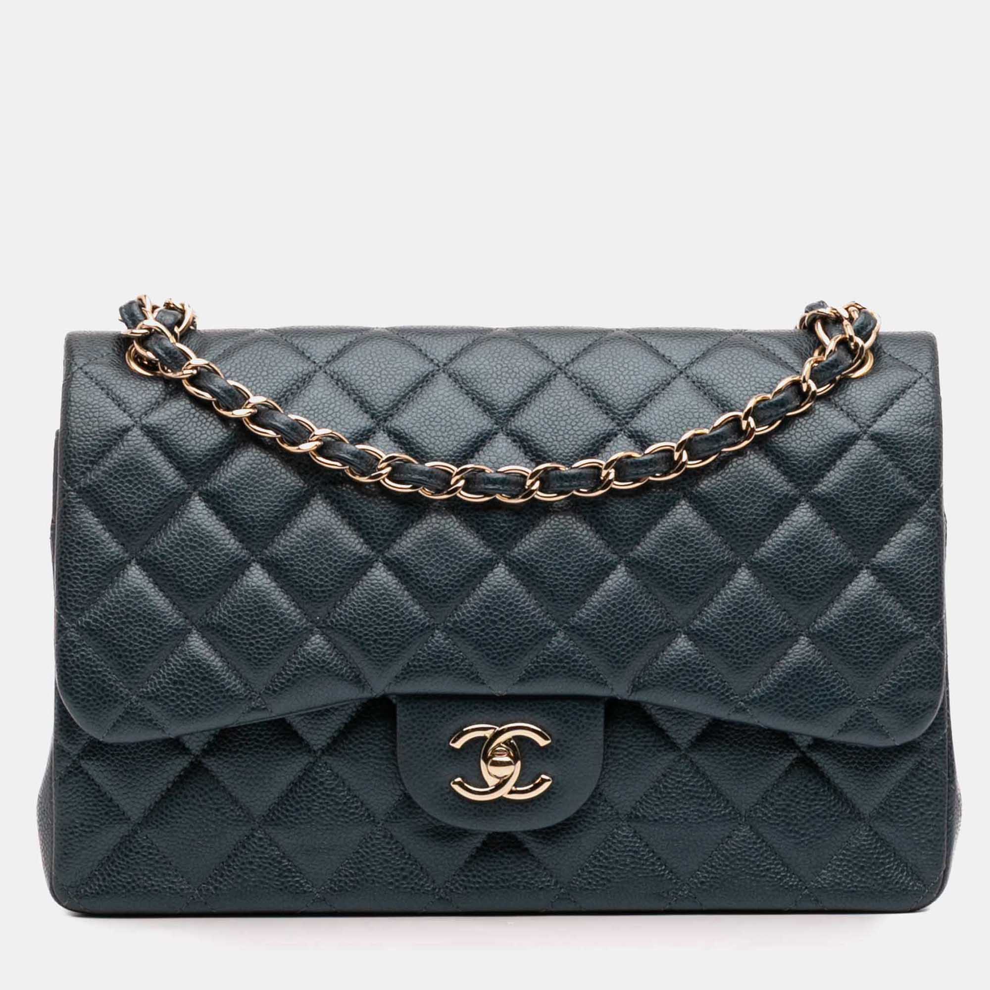 

Chanel Blue Medium Classic Iridescent Lambskin Double Flap