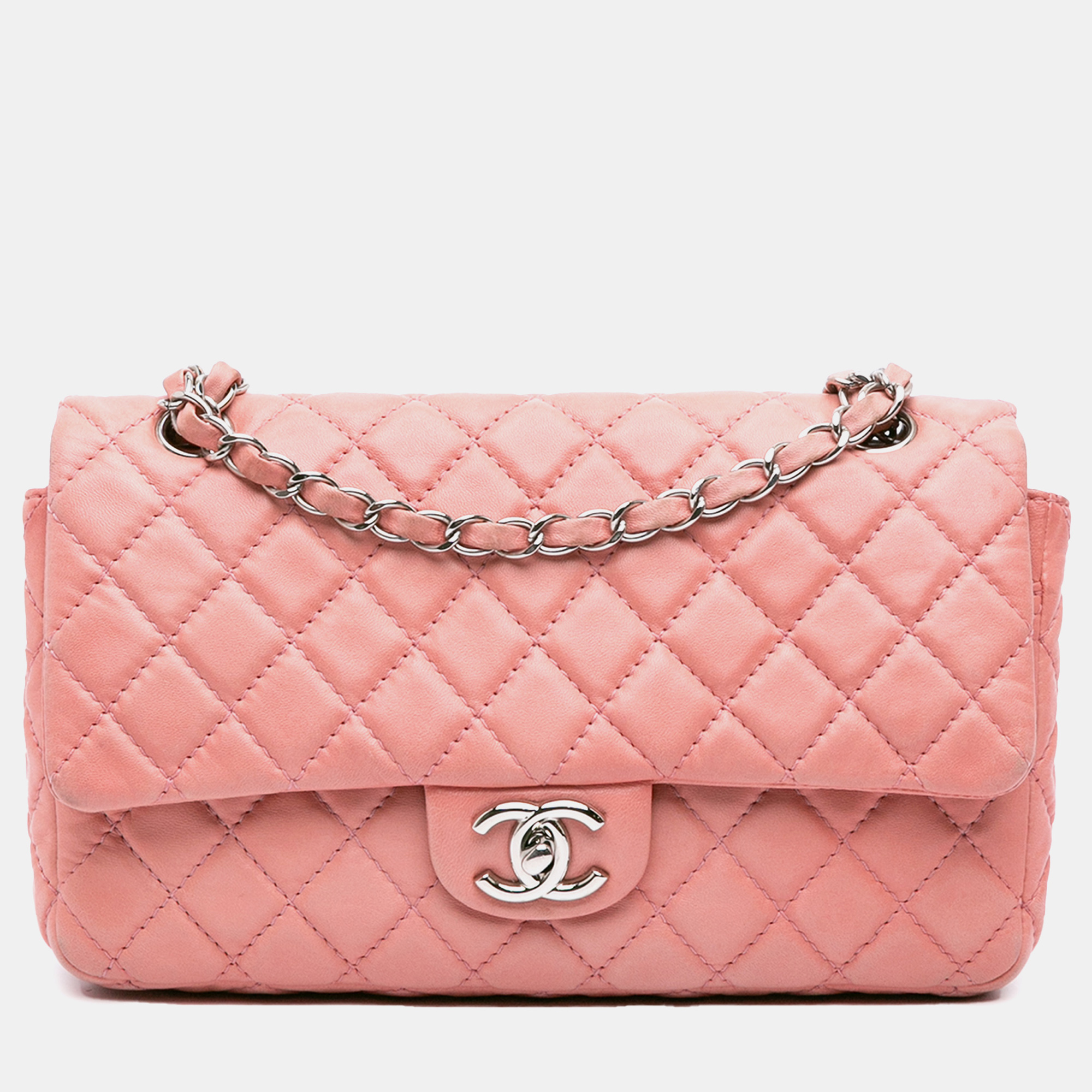 

Chanel Pink Medium Classic Lambskin Double Flap