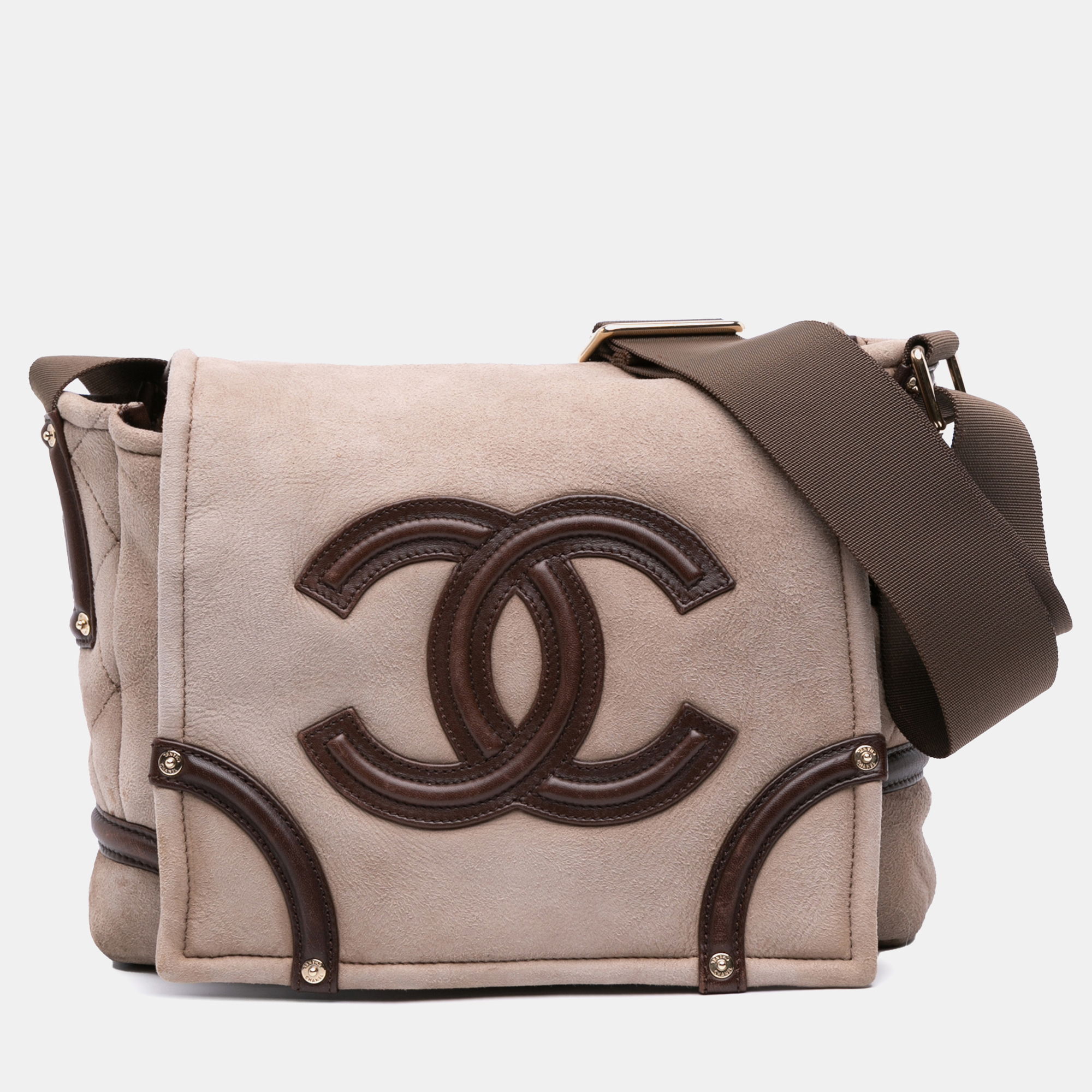 

Chanel Brown CC Suede and Shearling Messenger Bag