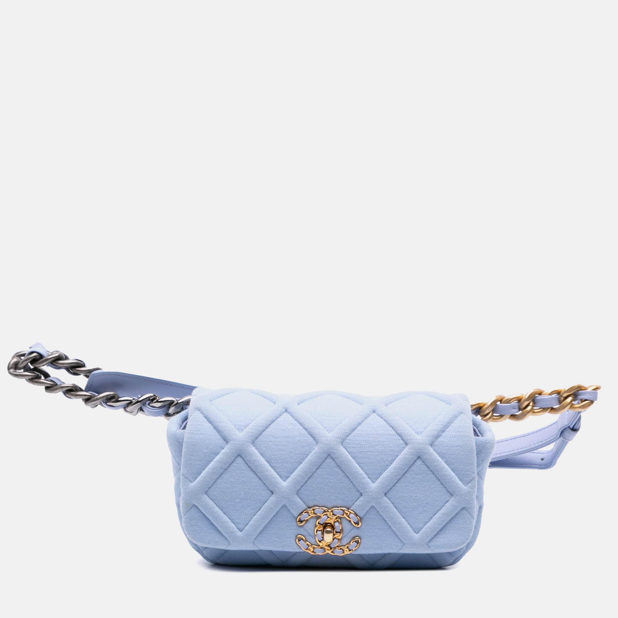 Chanel Blue Jersey 19 Flap Belt Bag