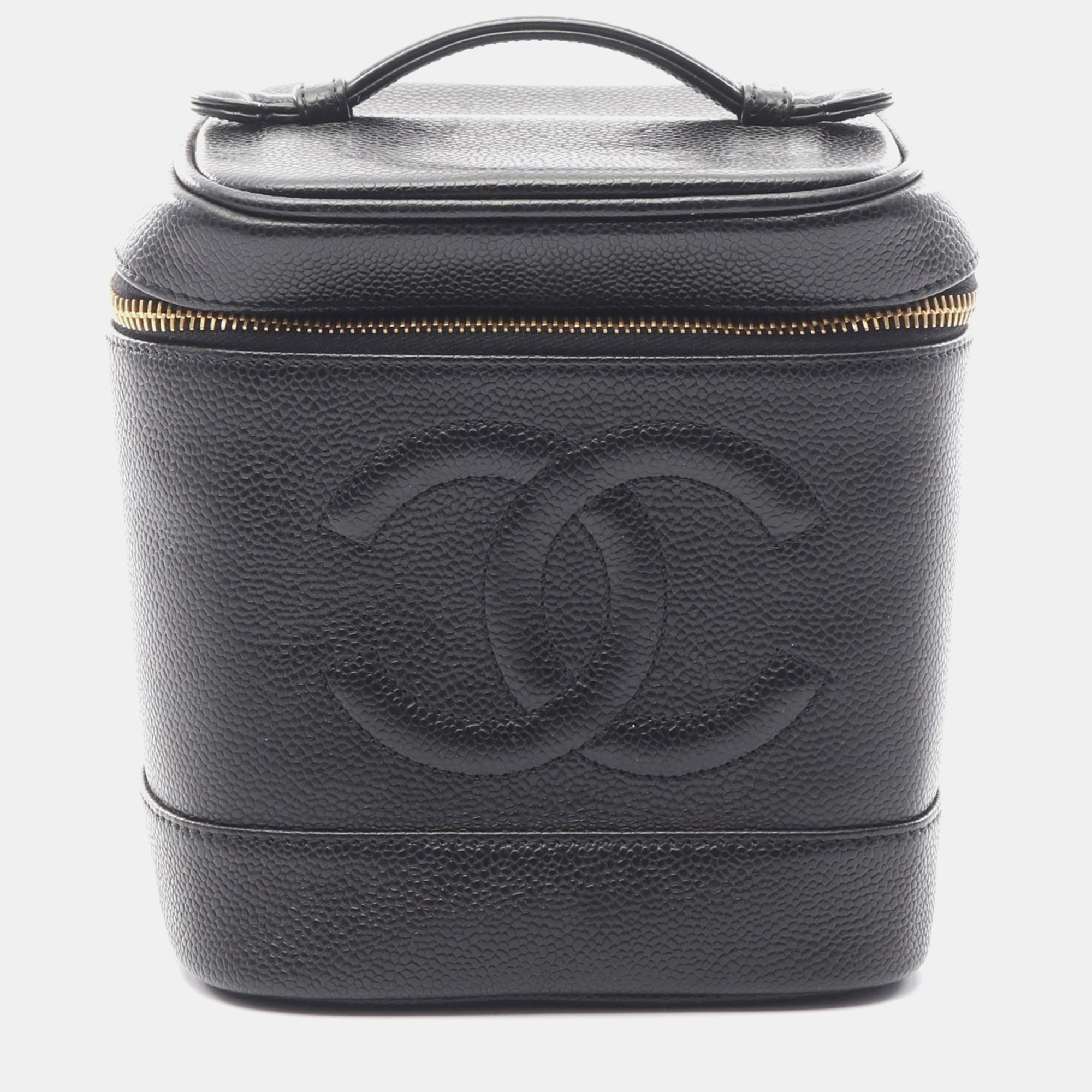 

Chanel Cc Logo Vanity Handbag Calfskin Black Ghw