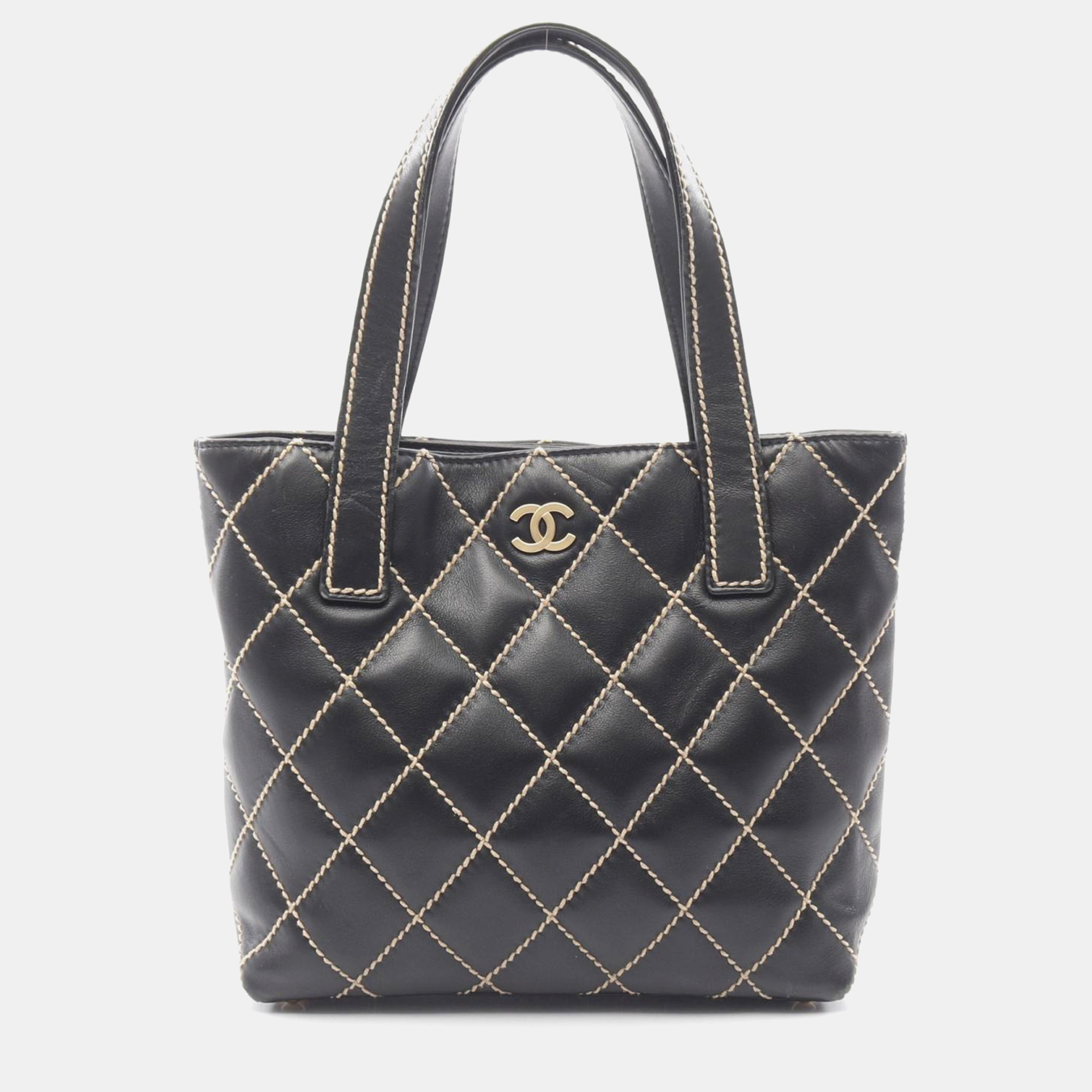 

Chanel Wild Stitch Tote Bag Leather Black Ghw