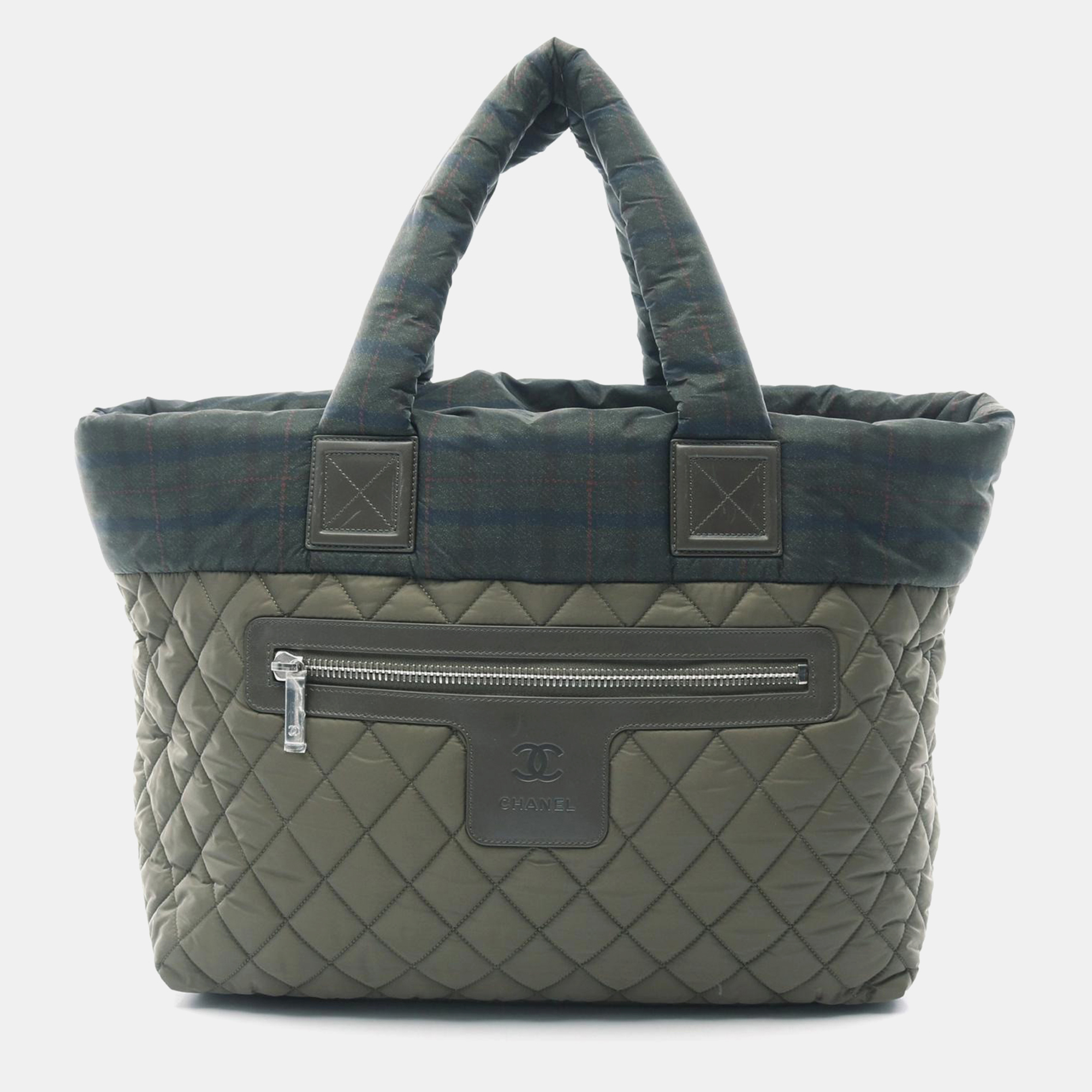 

Chanel Coco Cocoon Mm Tote Hand Bag Nylon Leather Khaki Shw Cc, Black