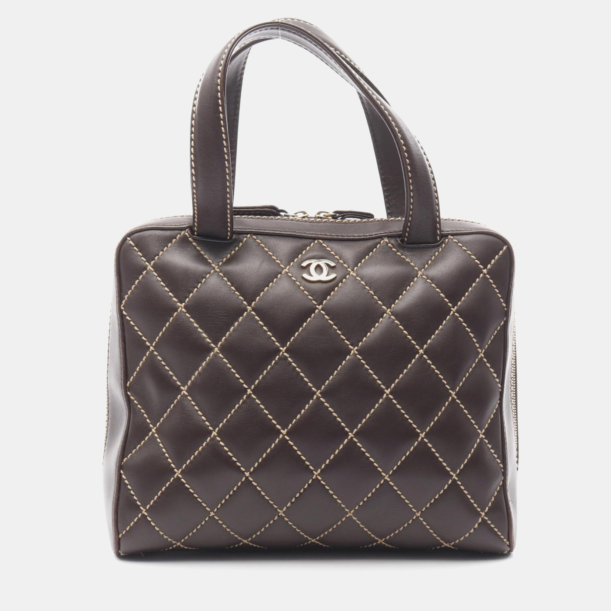 

Chanel Wild Stitch Tote Handbag Leather Brown Ghw