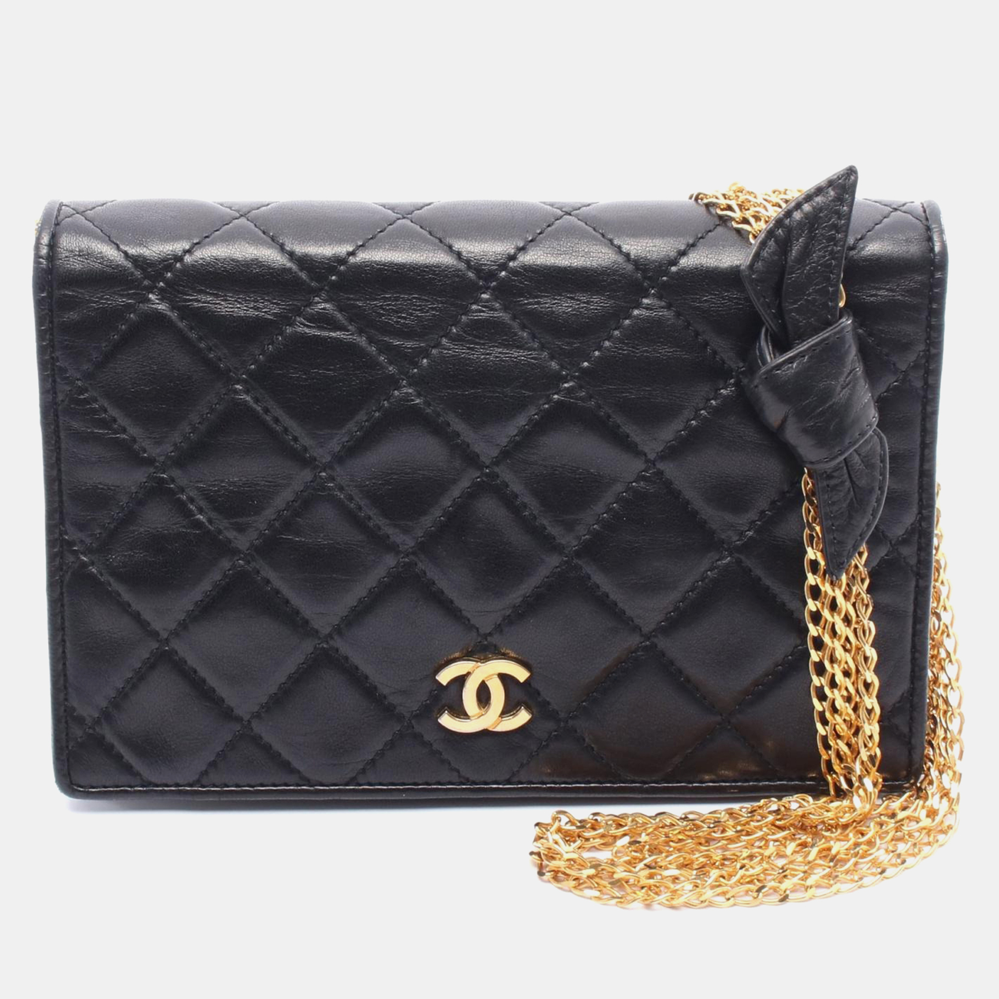 

Chanel Matelasse Full Flap Chain Shoulder Bag Lambskin Black Ghw