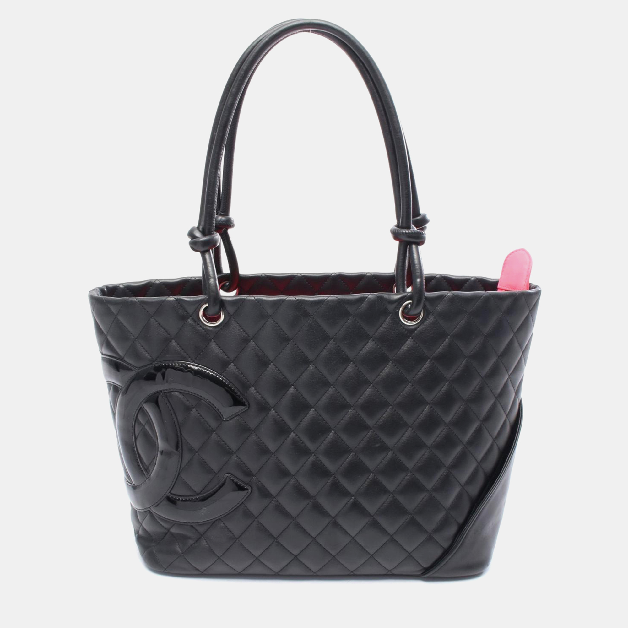 

Chanel Cambon Line Large Tote Bag Lambskin Patent Leather Black Shw