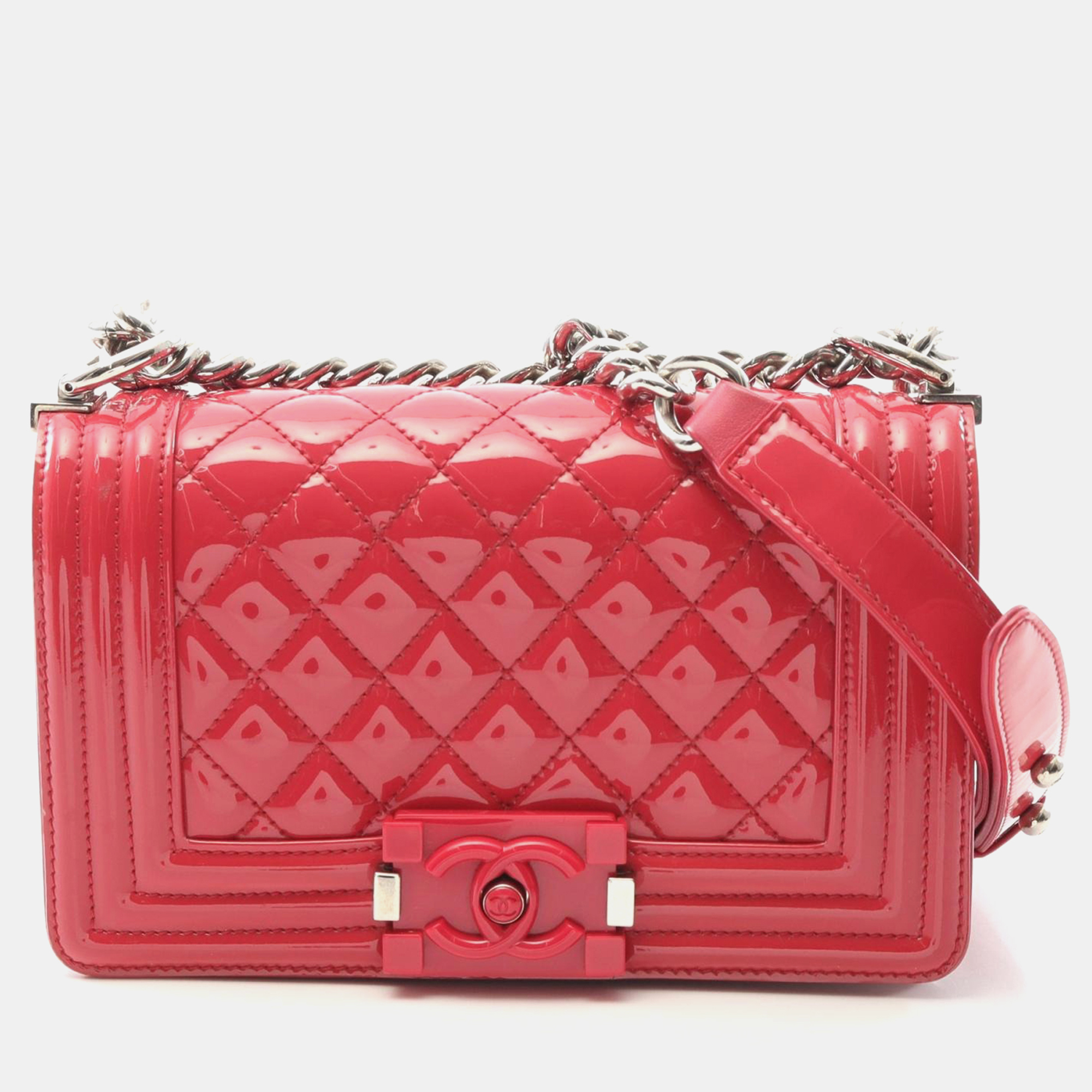 

Chanel Boy Chanel Small Chain Shoulder Bag Patent Leather Pink Shw