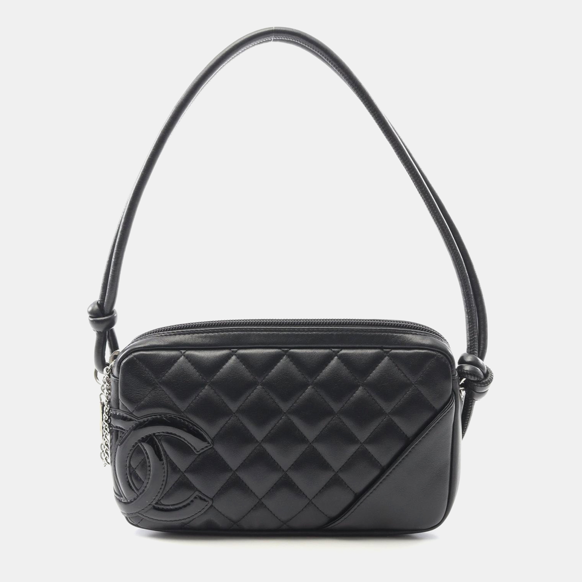 

Chanel Cambon Line Shoulder Handbag Patent Leather Black Shw