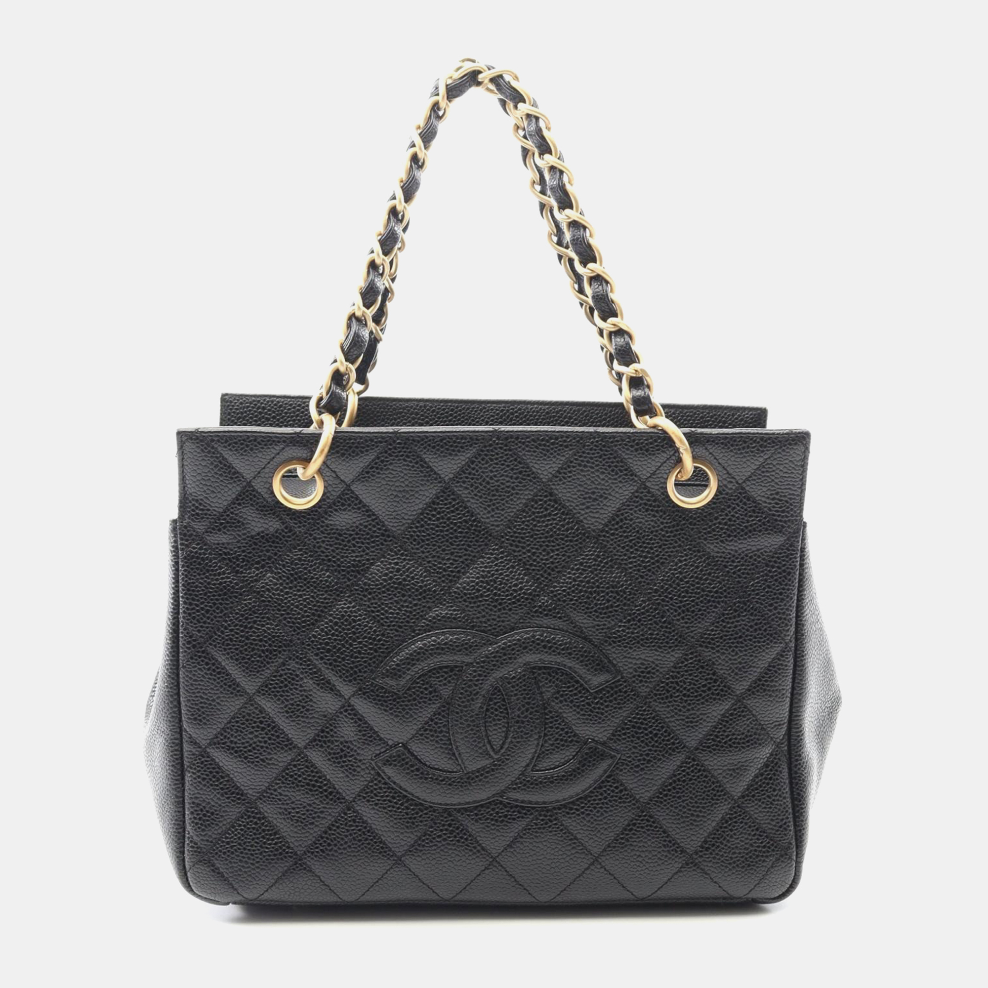 

Chanel Matelasse Chain Tote Handbag Calfskin Black Ghw
