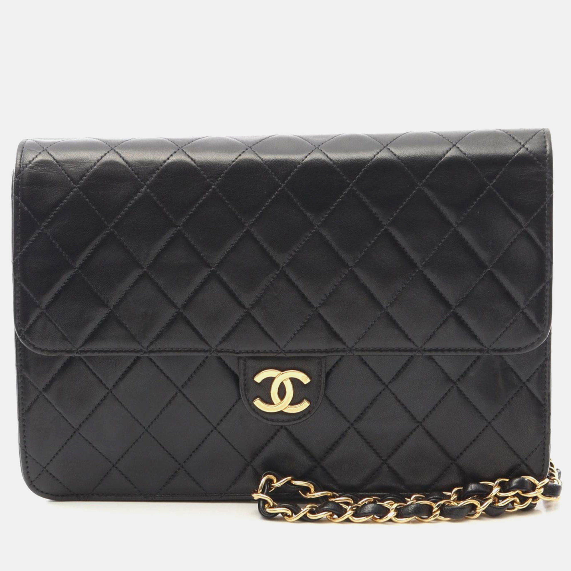 

Chanel Matelasse Chain Shoulder Bag Lambskin Black Ghw