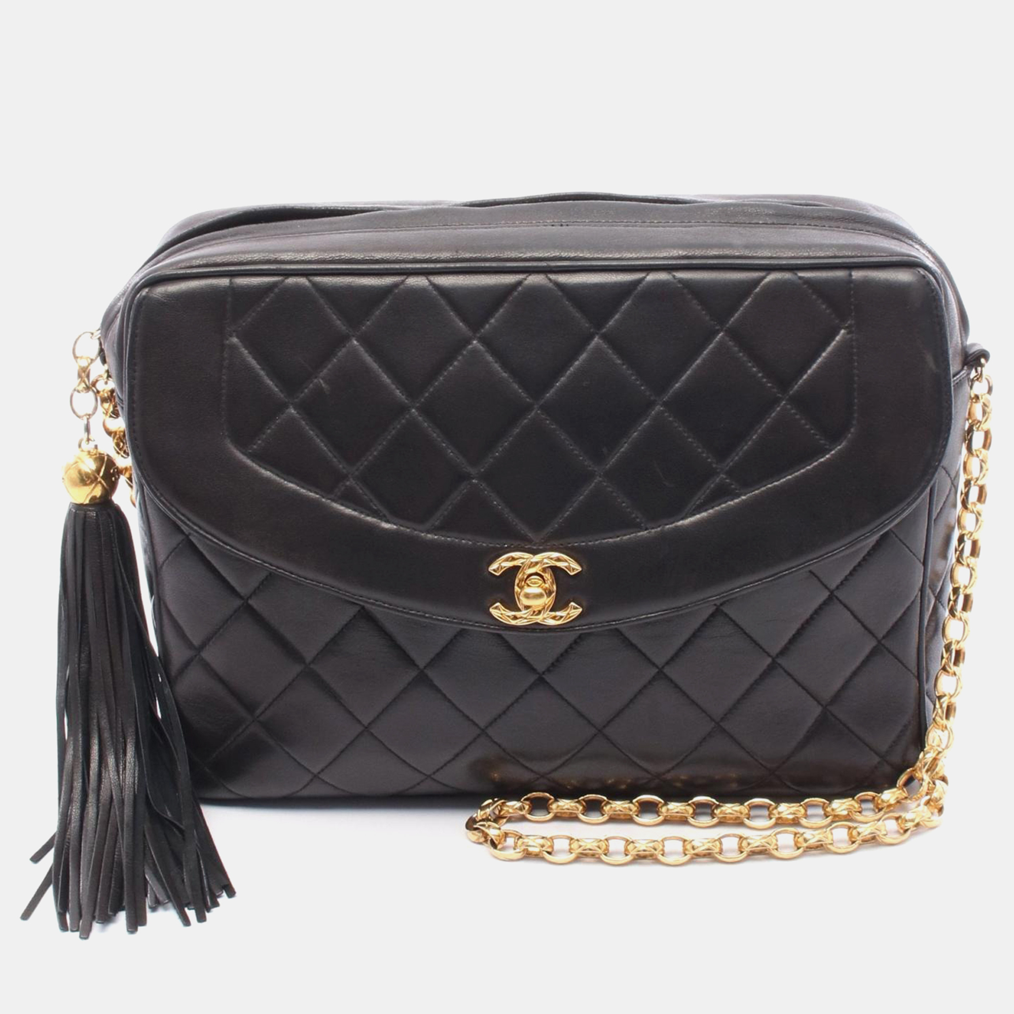 

Chanel Matelasse Diana Flap Tassel Chain Shoulder Bag Lambskin Black Ghw