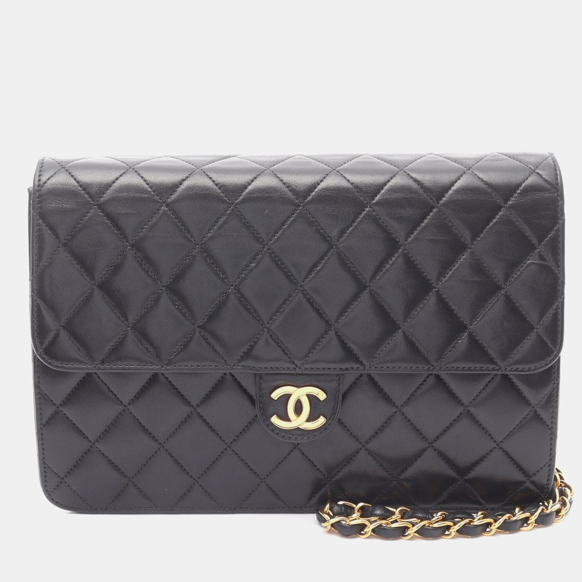 

Chanel Matelasse Single Flap Chain Shoulder Bag Lamb Leather Black Ghw Cc