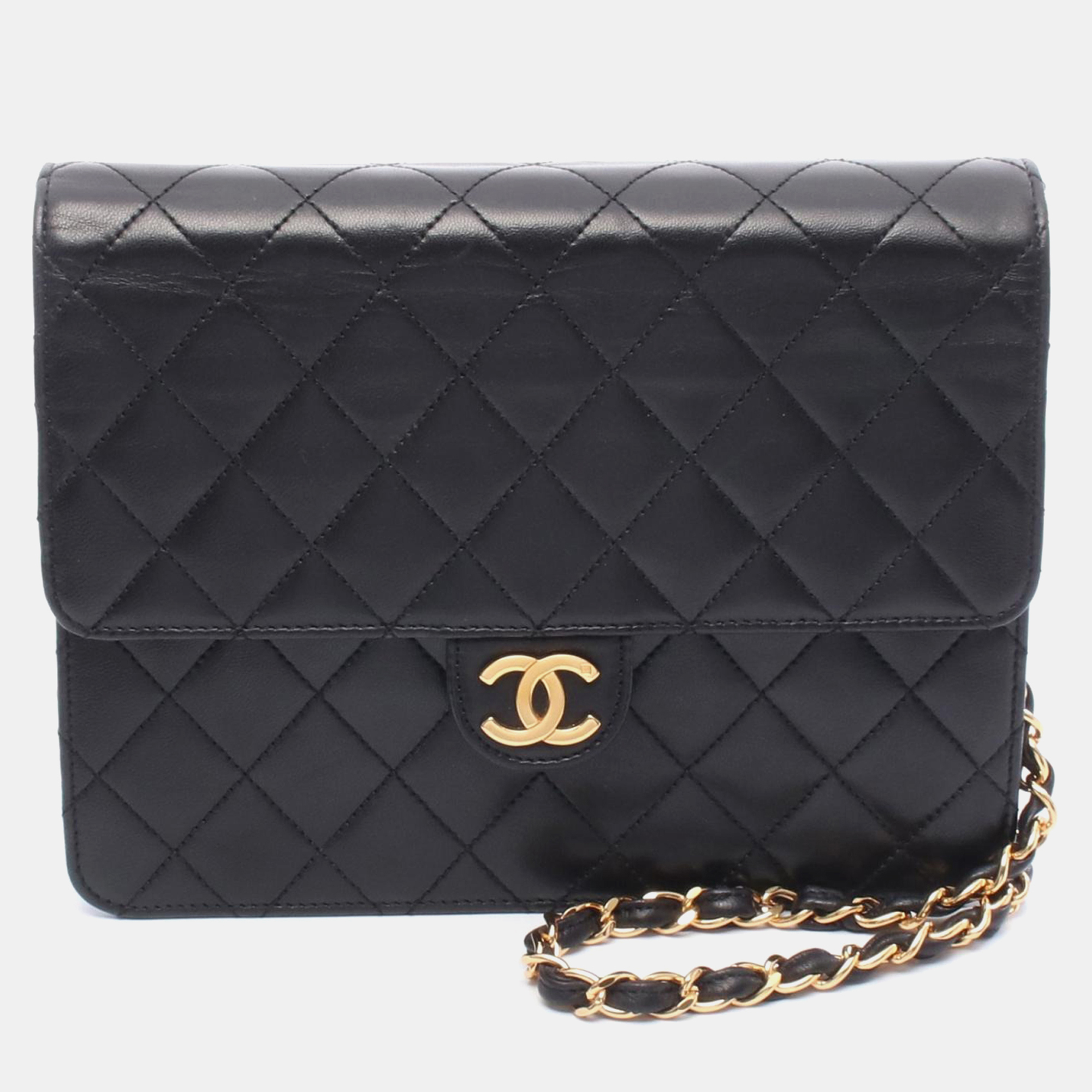 

Chanel Matelasse Single Flap Chain Shoulder Bag Lamb Leather Black