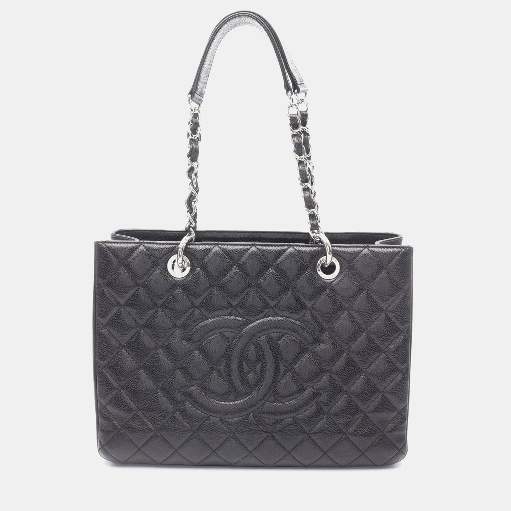 

Chanel Grand Shopping Gst Shoulder Tote Bag Leather Black