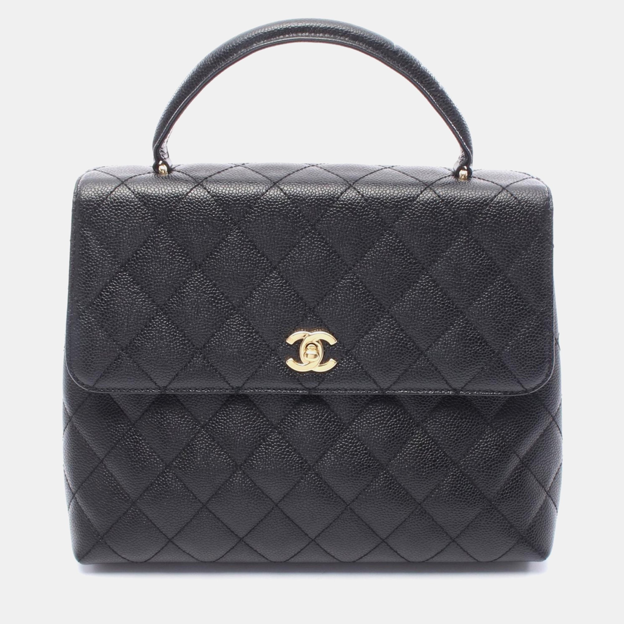

Chanel Kelly Logo Black Calfskin Leather Handbag